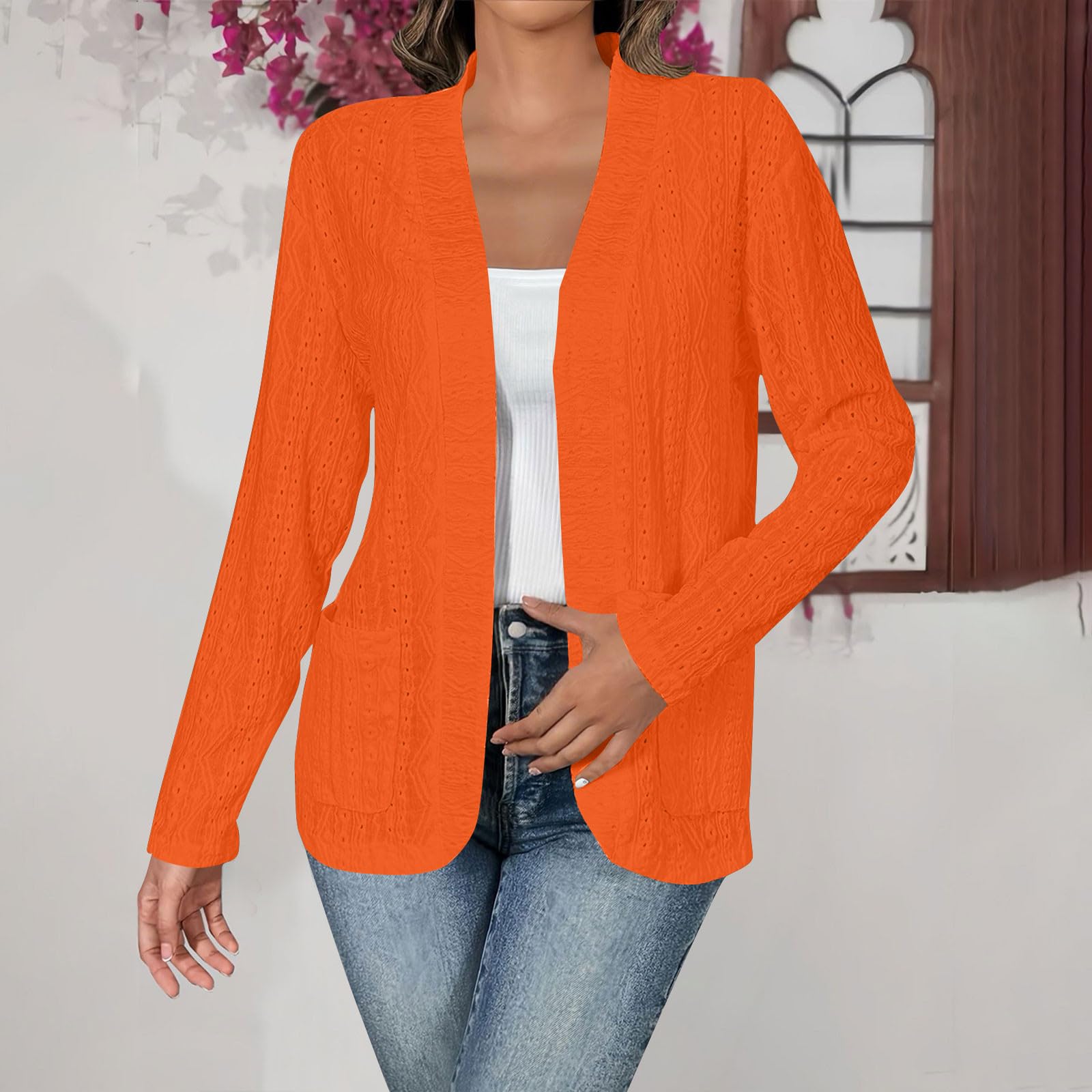 Cardigan Donna Elegante a Maniche Lunghe Maglione Morbido con Tasche | Stile elegante e versatile, colore tinta unita facile da combinare, adatto a ufficio viaggi e occasioni casual quotidiane