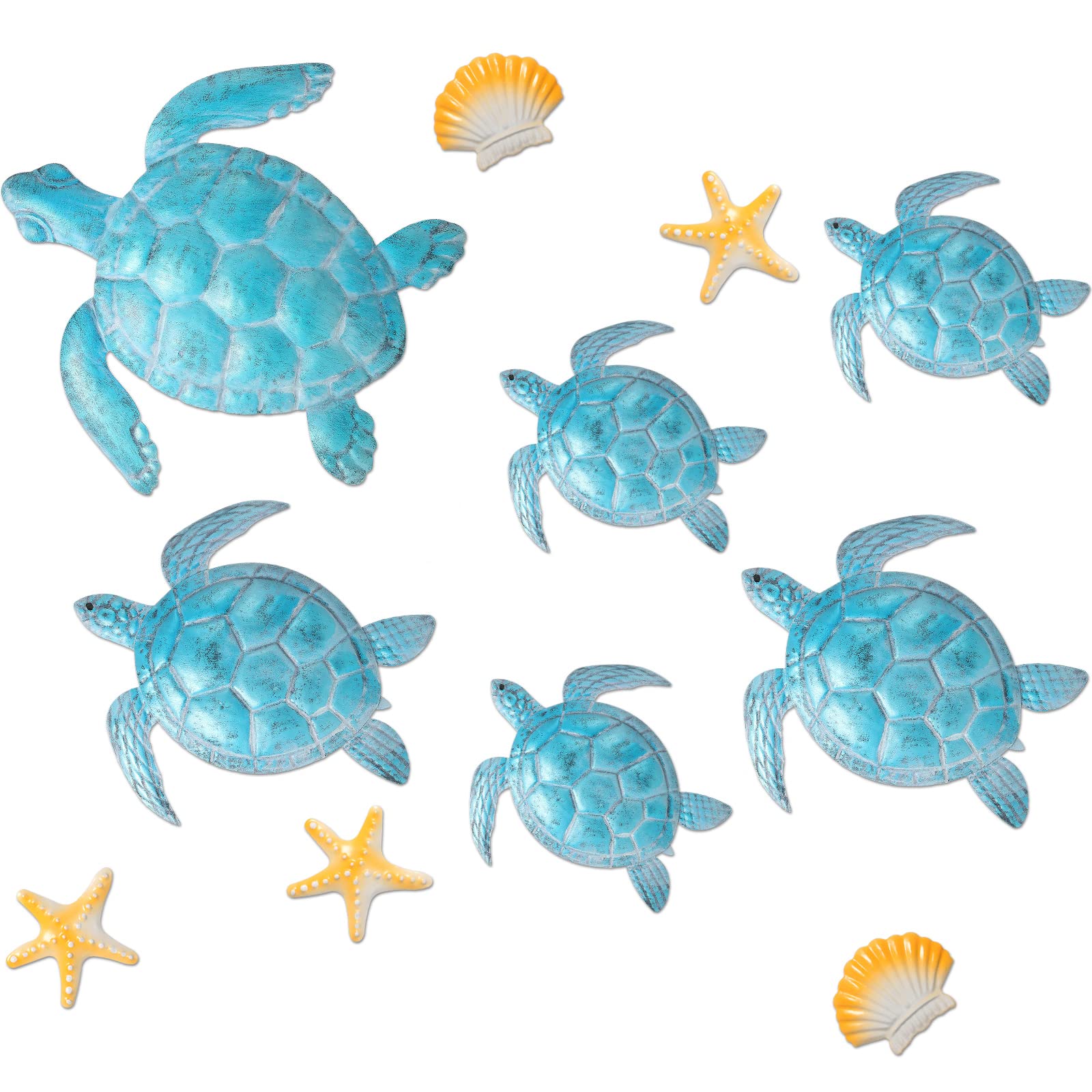 Amazon.co.jp: Gulfmew 11個 メタル ウミガメ 壁装飾 青亀 壁アート