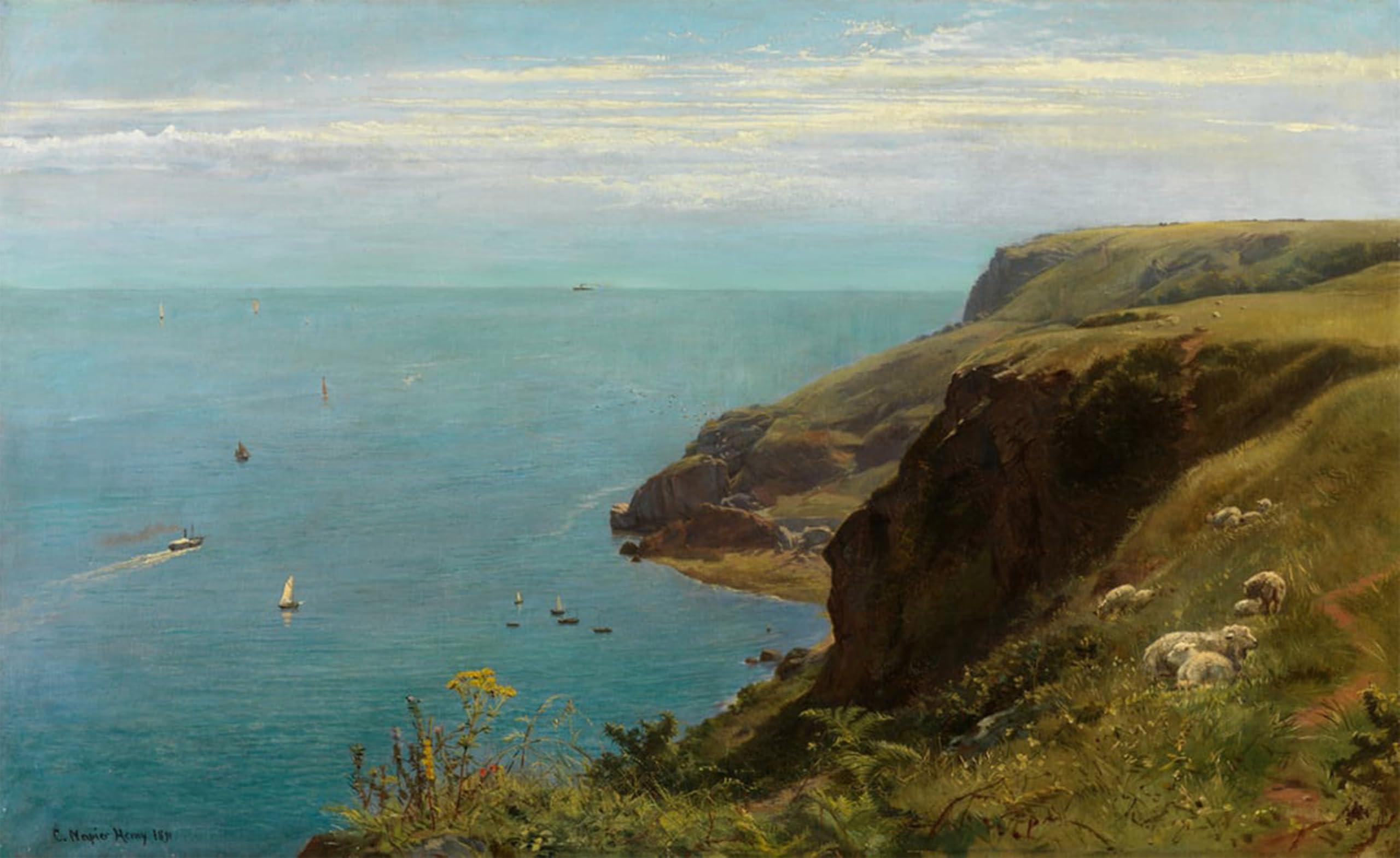 ARTXLXXBN Famous Prints Artwork Pictures Poster Painting Art Sea Torquay by Charles Napier Hemy Artwork Landscape Pictures for Home Decor 60x90cm
