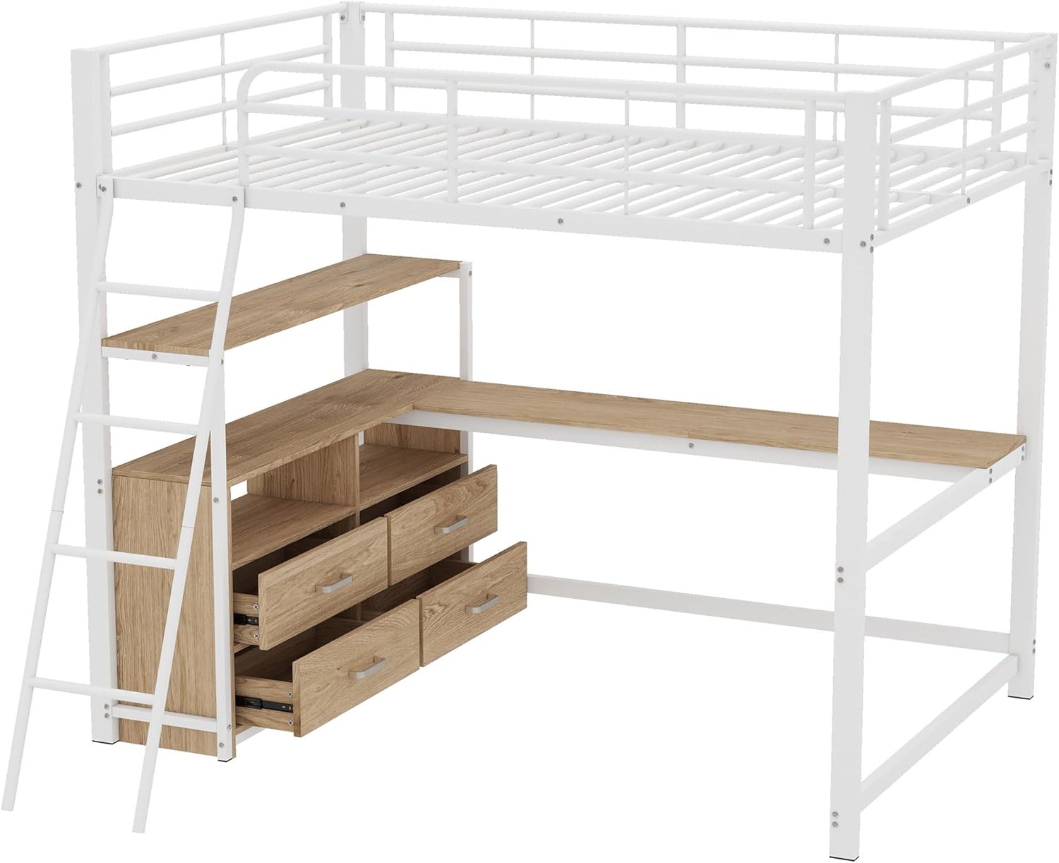 Moimhear Loft Bed with drawers open
