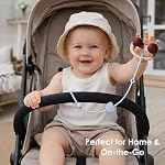 Andy Bear Straps de jouets pour bébé Straps sécurité des jouets Silicone Chaise haute Jouets Straps pour enfants Bouteille pour poussettes, Chaise haute, Lit bébé, Siège auto, Accessoires pour poussette, Clip-Dusty bleu