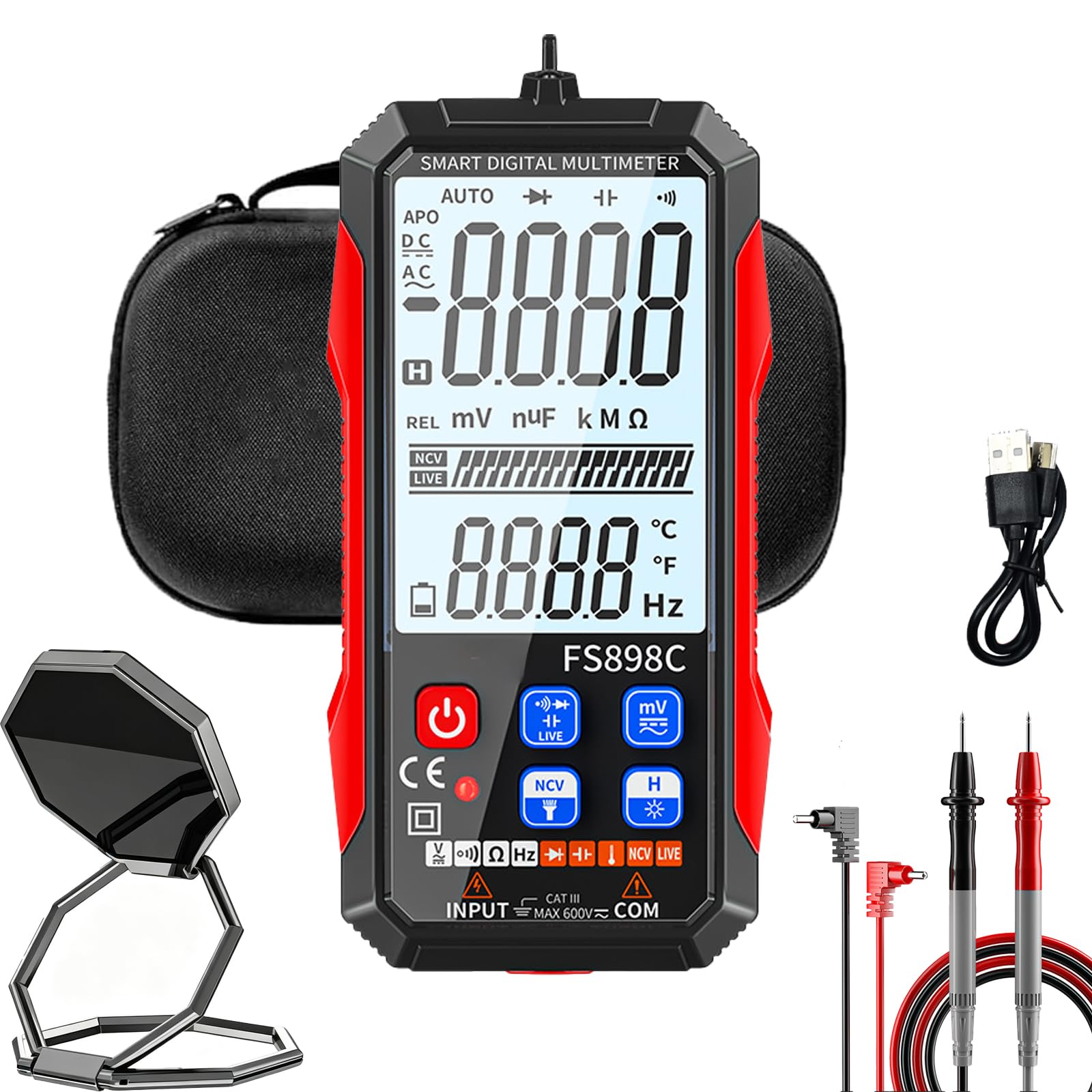 Digital Multimeter FS899L Upgraded - USB Rechargeable with Stand — Amazon image 10