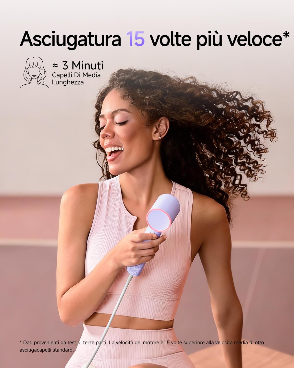 Laifen Air Asciugacapelli ad Alta Velocità con Borsa Porta Asciugacapelli in Stoffa, Phon Capelli con 200 Milioni Ioni Negativi, 110.000 Giri/min, 2 Velocità & 5 Temperature, 280g(Viola)