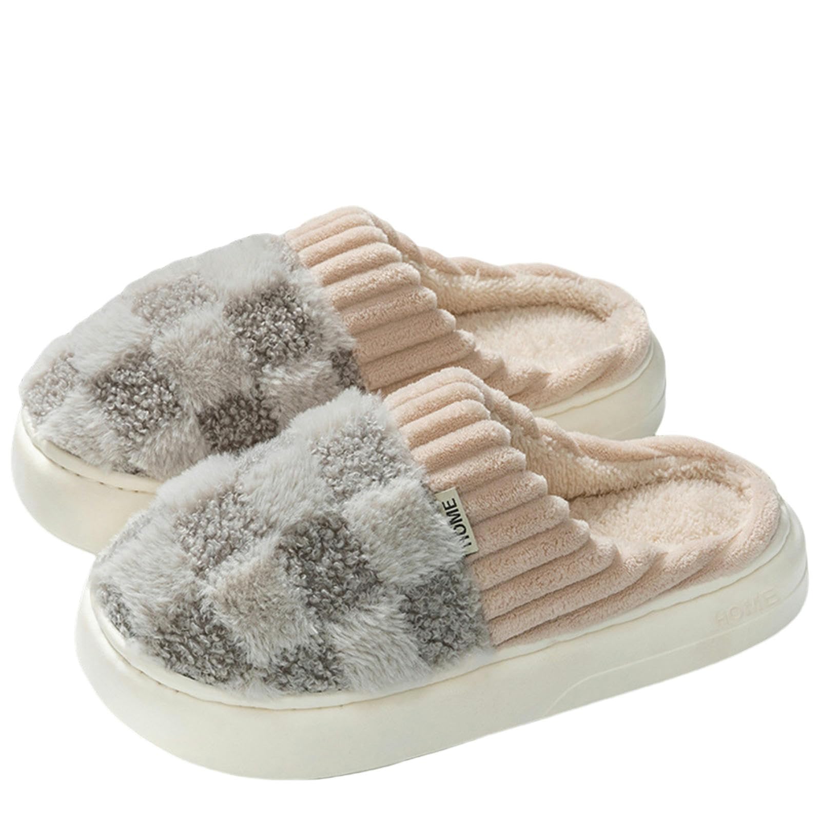 Ciabatte Donna Invernali Pantofole Uomo Autunno Inverno - Morbide, Calde, Antiscivolo, Peluche, Ideali per Casa E Interni-orange-38-39