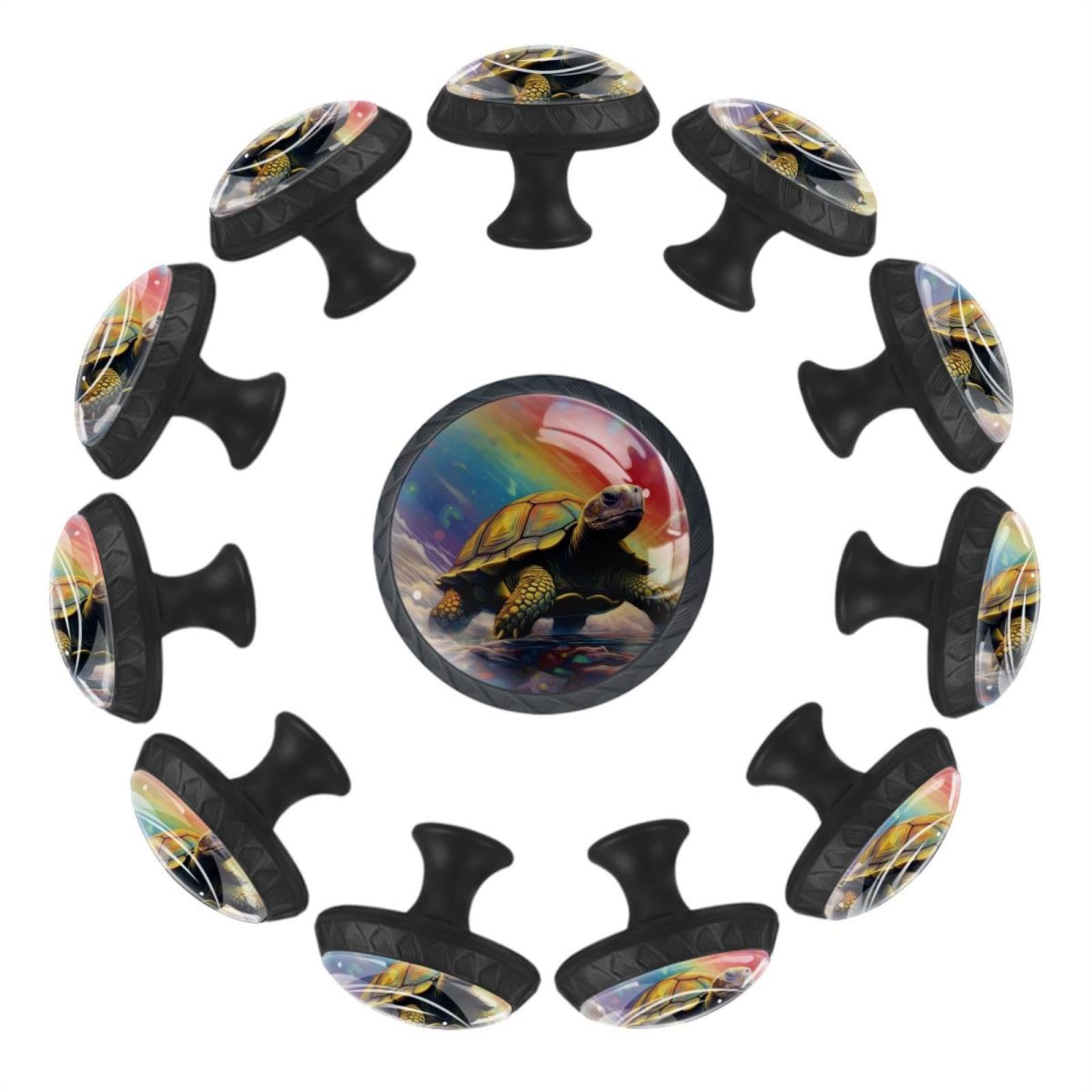 Boutons de placard tortue en verre transparent pour commode ronde