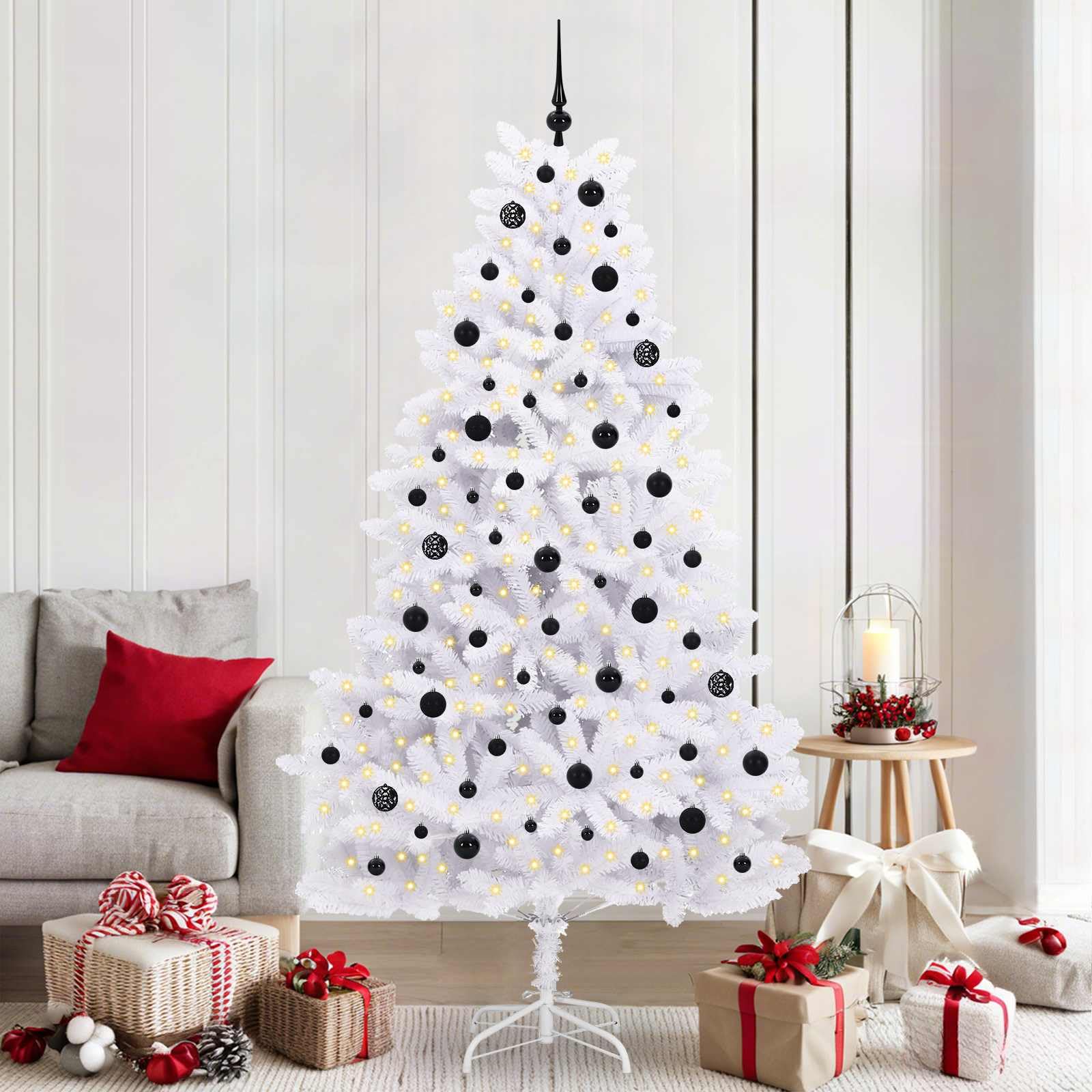 vidaXL Albero di Natale Artificiale con Rami Pieghevoli Bianco 210 cm