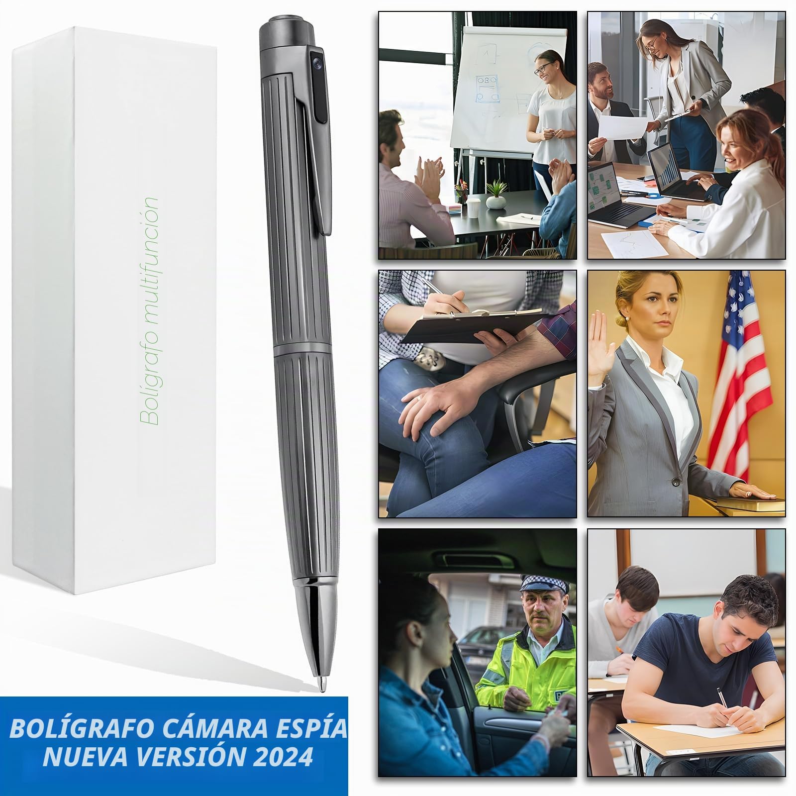 OTADUG Cámara espía con bolígrafo, 16GB Bolígrafo con cámara Oculta, 1080P Cámara Oculta con Monitoreo de Movimiento, Grabación de Video y Audio