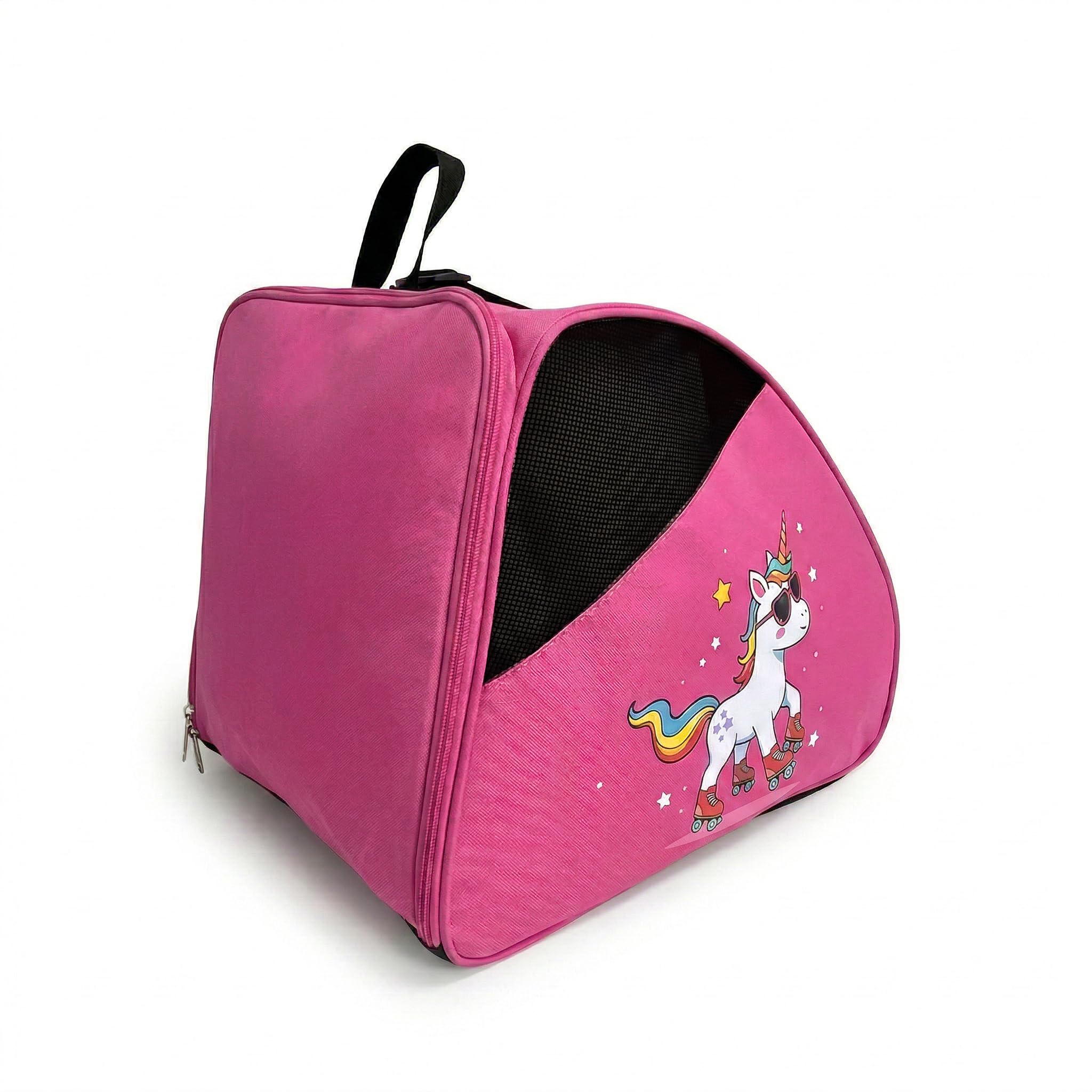 DOJA Barcelona Borsa per Pattini a Rotelle per Bambini - Rosa con Stampa Unicorno - Regolabile e Imbottita, Borsa Pattini in Linea, Protezioni in Tessuto Robusto, Borsone Pattinaggio Artistico