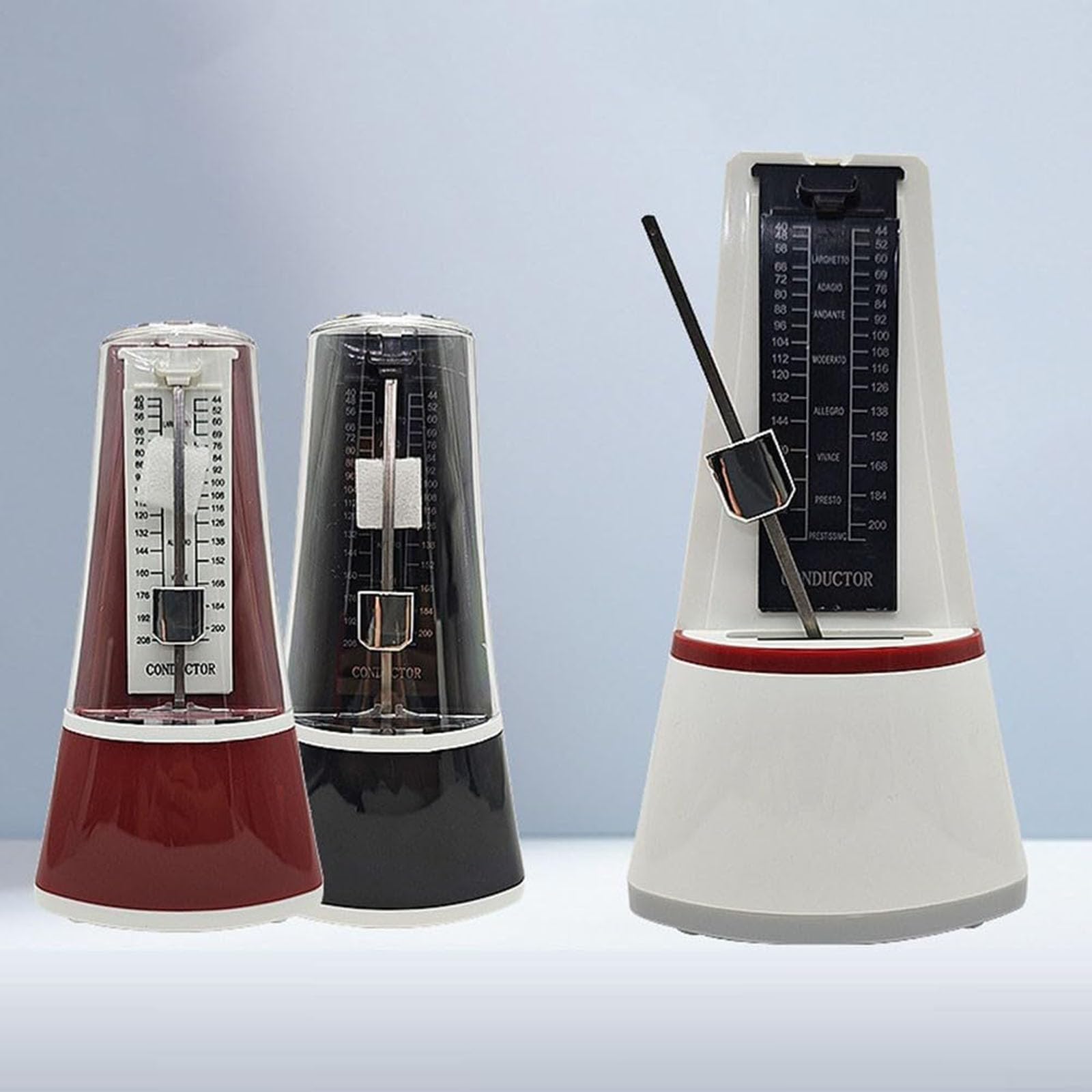 Metronomo meccanico professionale universale, ad alta precisione, per pianoforte, chitarra, ukulele, violino e basso (bianco)