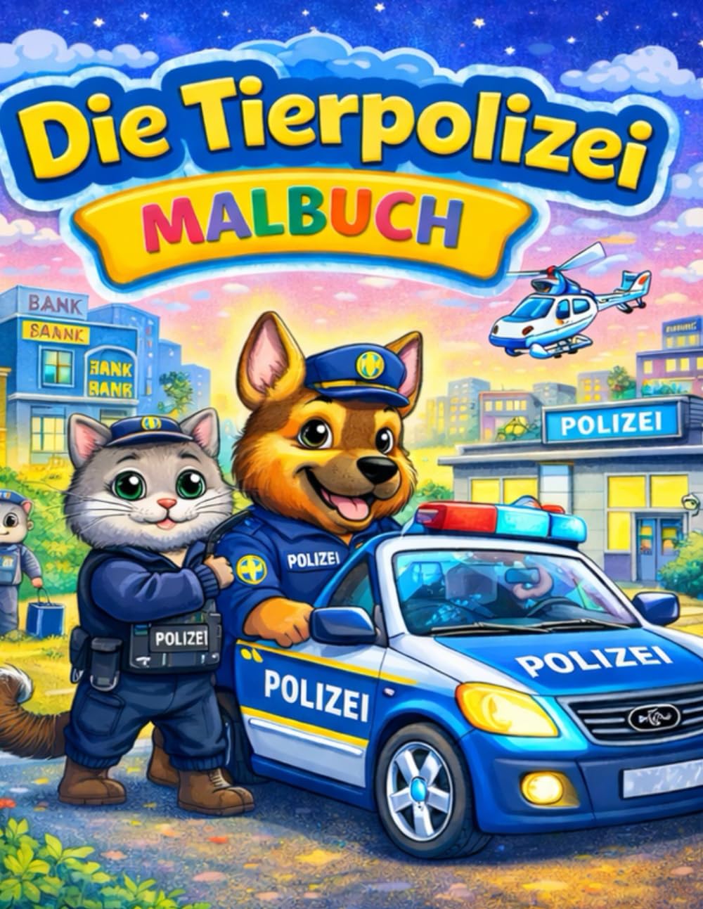 Die Tierpolizei: Ein spannendes Malbuch für Kinder mit Polizeitieren, Einsatzfahrzeugen und Abenteuern