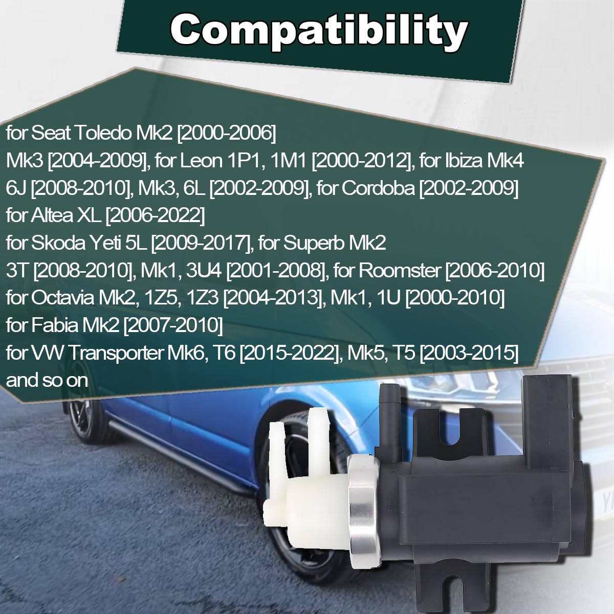 ZAMDOE N75 1.9 Tdi Válvula convertidora de solenoide de presión Turbo Boost para Au-di A3 8P A4 B5 B6 B7 8D 8E TT 8J para Ibiza 6J Altea XL L-EON Transporter T5 T6 P-olo 9N Golf Mk6 1J0906627B
