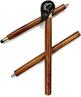 Vista 3 de 5MOONSUN5 Bastón para caminar con diseño de calavera de cabeza de latón, bastón de palisandro hecho a mano con barras decorativas de latón macizo