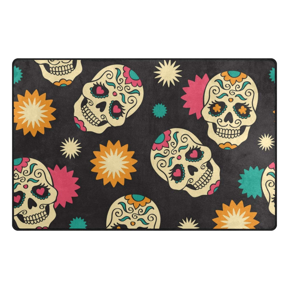 Amazon.co.jp: SUKAU ラグマット スカル 髑髏柄 洗える 滑り止め付 100