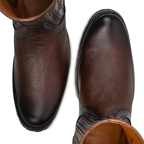 Miniatura 8 de Cuadra Bota urbana para hombre en piel bovina con cremallera marrón