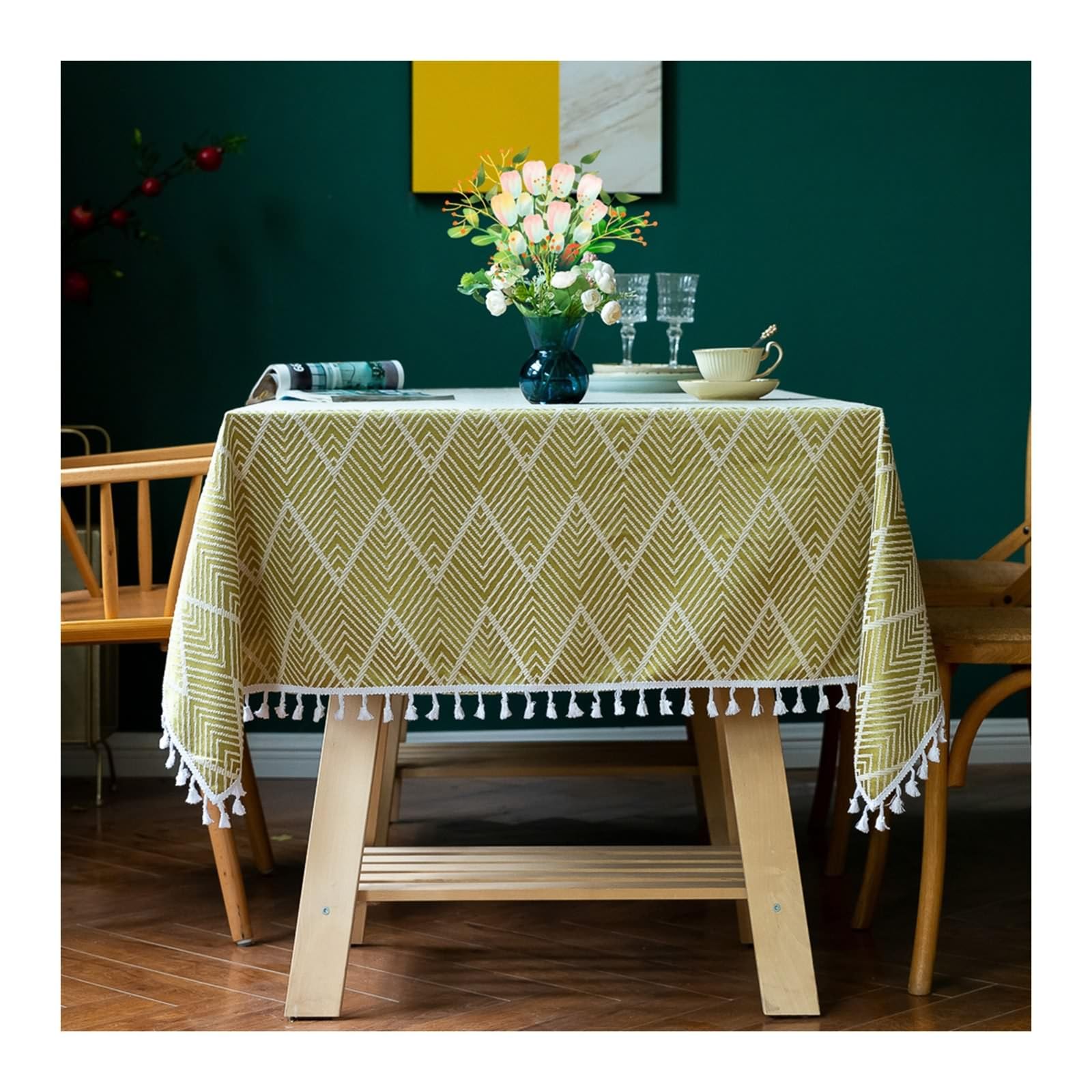 Nappe rectangulaire anti tache coton lin jacquard 140x140 cm Daesar