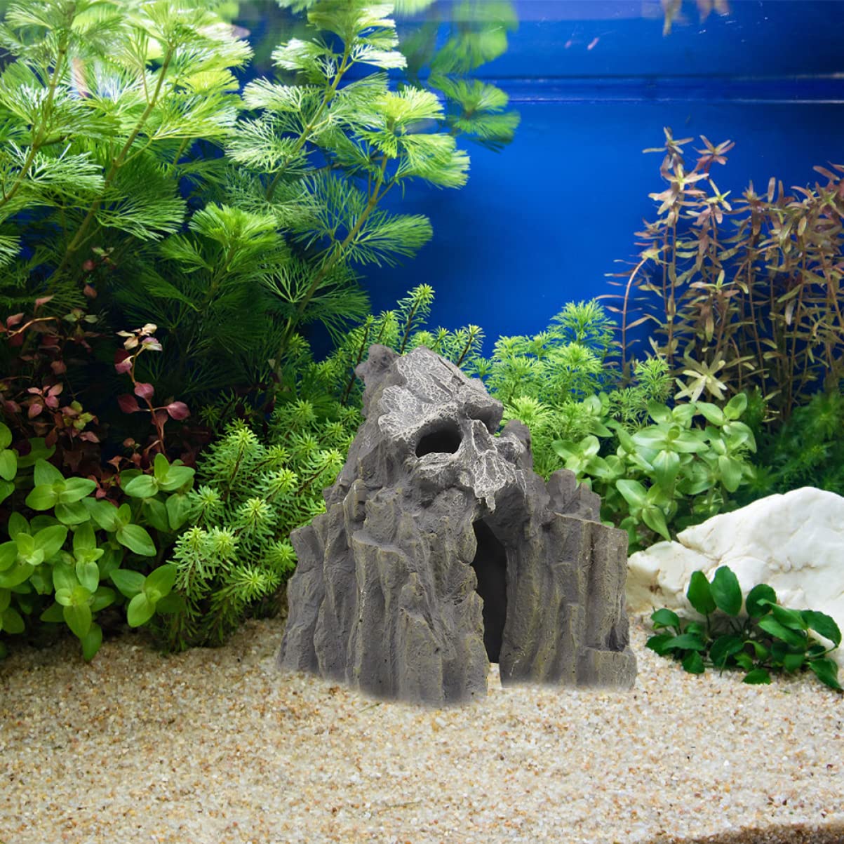 Decorazione per Acquario a Forma di Teschio in Resina, Decorativo Stabile e Gamberetti, per Acquari e Serbatoi