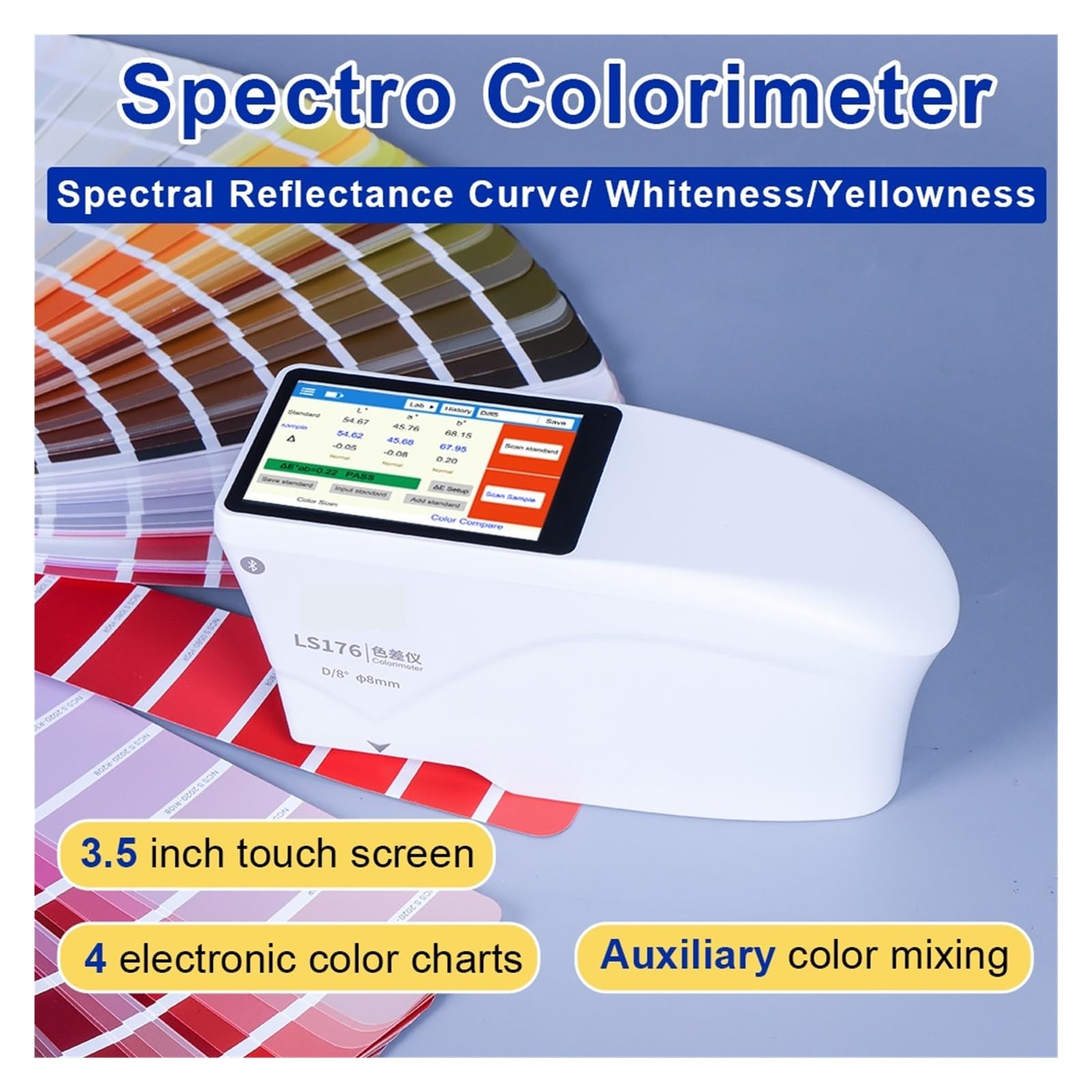 Espectrofotómetro, Colorímetro Espectrofotómetro De Pintura Para Coche LS176 D/8, Portátil, Digital