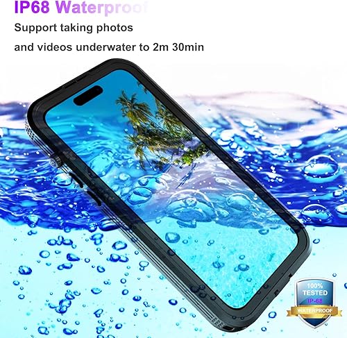 Miniatura 2 de Funda impermeable compatible con iPhone 14 Pro Max de 6.7 pulgadas, para MagSafe, protector de pantalla de vidrio transparente, protector de