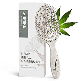 AIMIKE Hemp-Relax Detangler Hair Brush, Eco-Friendly Detangling Brush for Wavy Straight Hair, Vented Hairbrush w/Soft Bristles, Glide Through Tangles with Ease for Women, Kids, Wet & Dry Hair