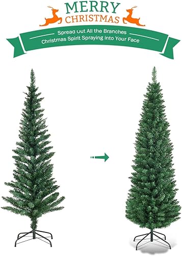 Miniatura 4 de BestComfort Árbol de Navidad artificial de 5, 6 pies, 7 pies, 8 pies, 9 pies, árbol delgado y delgado con bisagras sin luz con puntas de ramas de