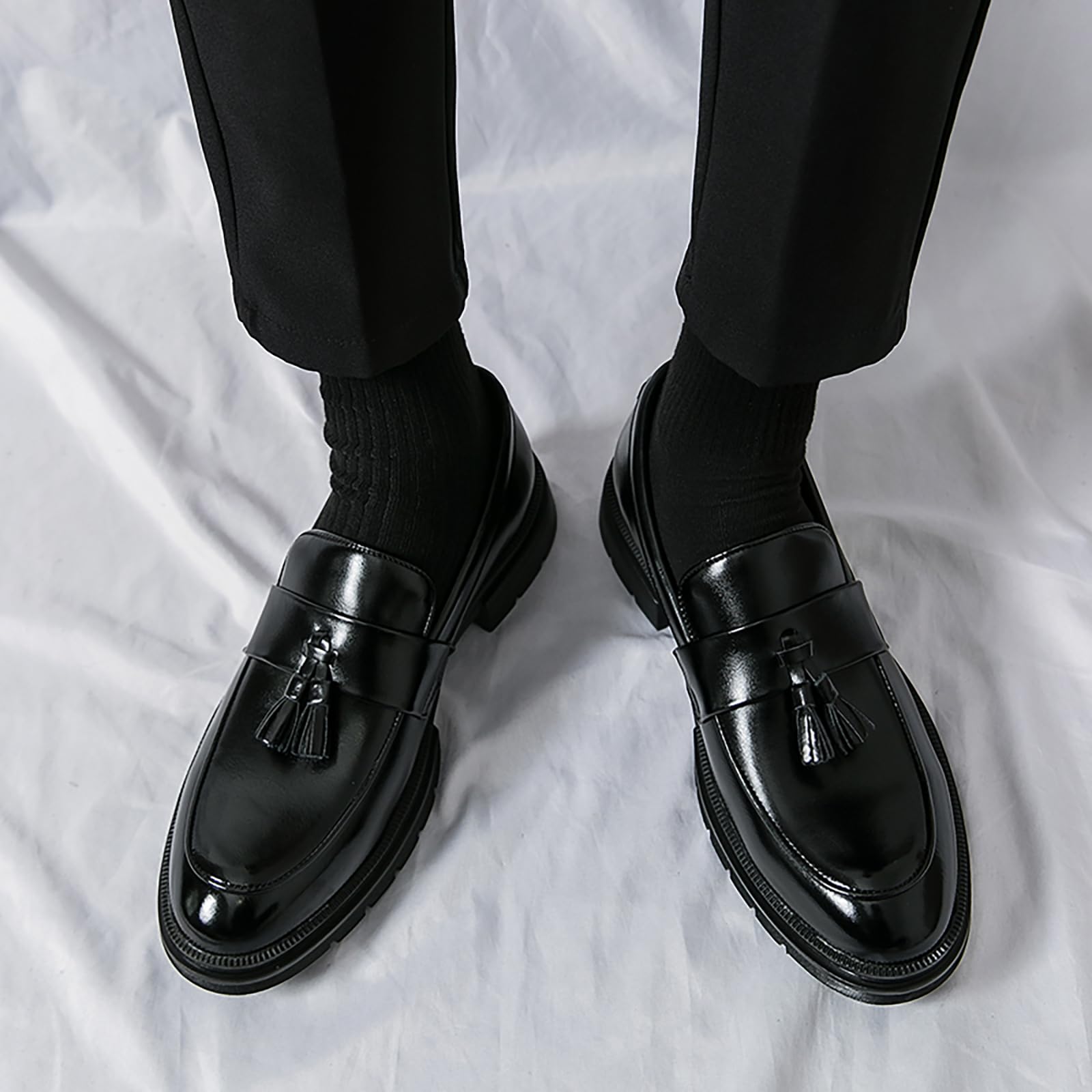 Mocasines De Cuero Sintético para Hombre: Zapatos De Vestir Cómodos Y Antideslizantes con Borla, Ideales para La Oficina Y para Un Estilo Informal