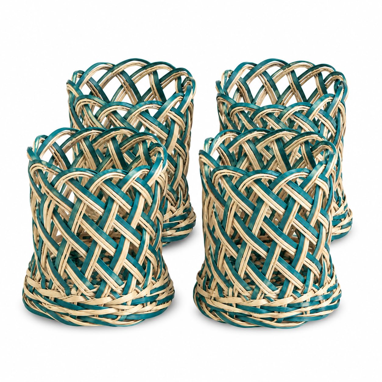 CRAFTCANE Glass Cup Holder,Drink Coaster for Tea and Soup, Bamboo Material(Palm Leaf) Pack of 4-image-15