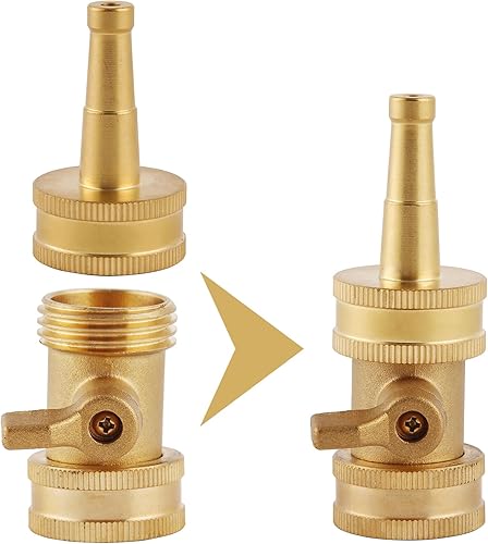 Miniatura 5 de Boquilla de chorro para manguera de jardín, boquilla de latón resistente con válvula de cierre de manguera de jardín, boquilla de manguera de agua