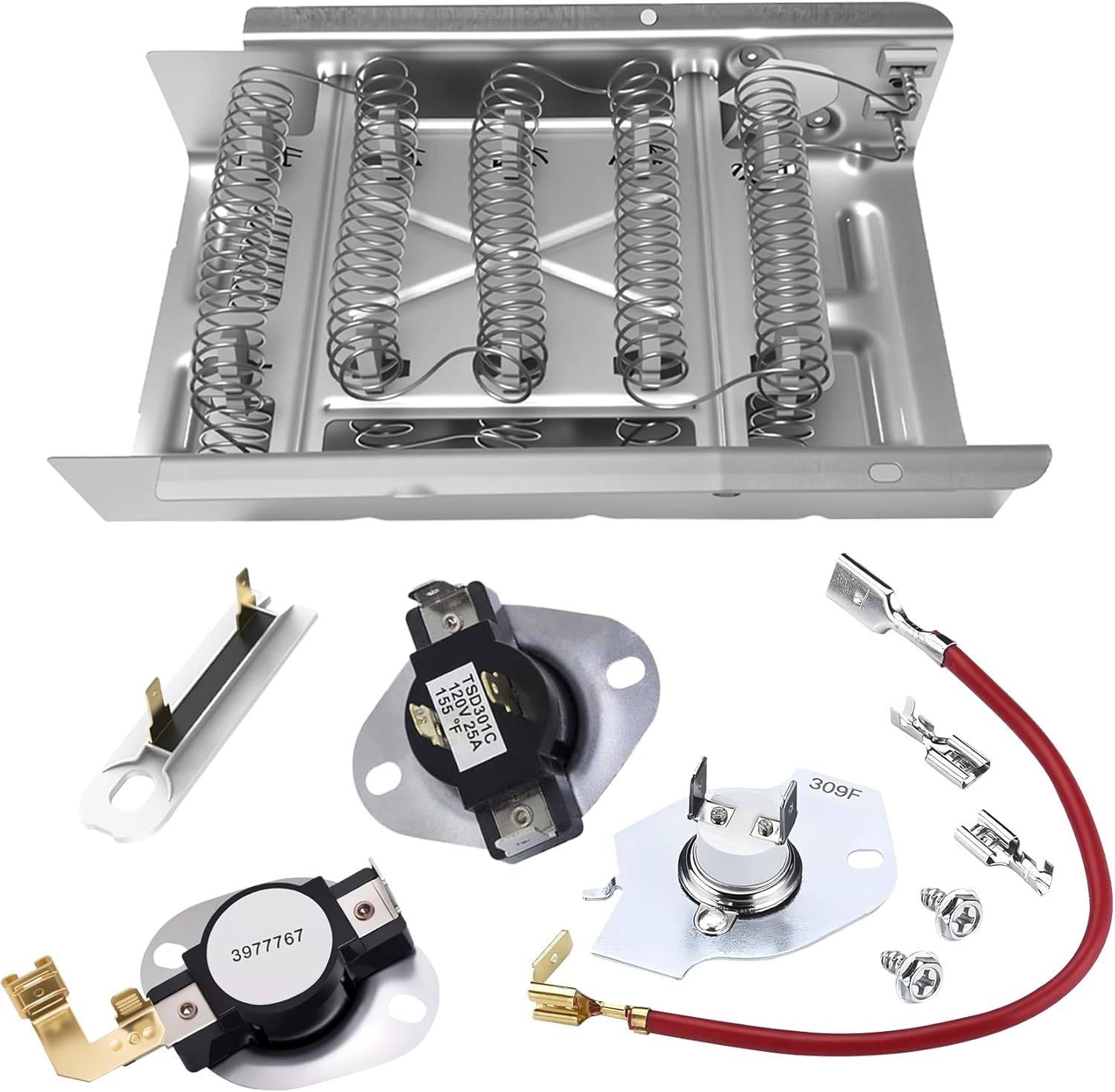Dryer Heating Element Kit for whirl-pool WED5010LW0 WED5010LW1 WED7000DW2 WED5200VQ0 LER4634JQ0 LER3624PQ0 LER5636EQ3 WED5600SQ0 WED4900XW2 WED5100VQ0 LEQ9858PW0 LER8620PW0