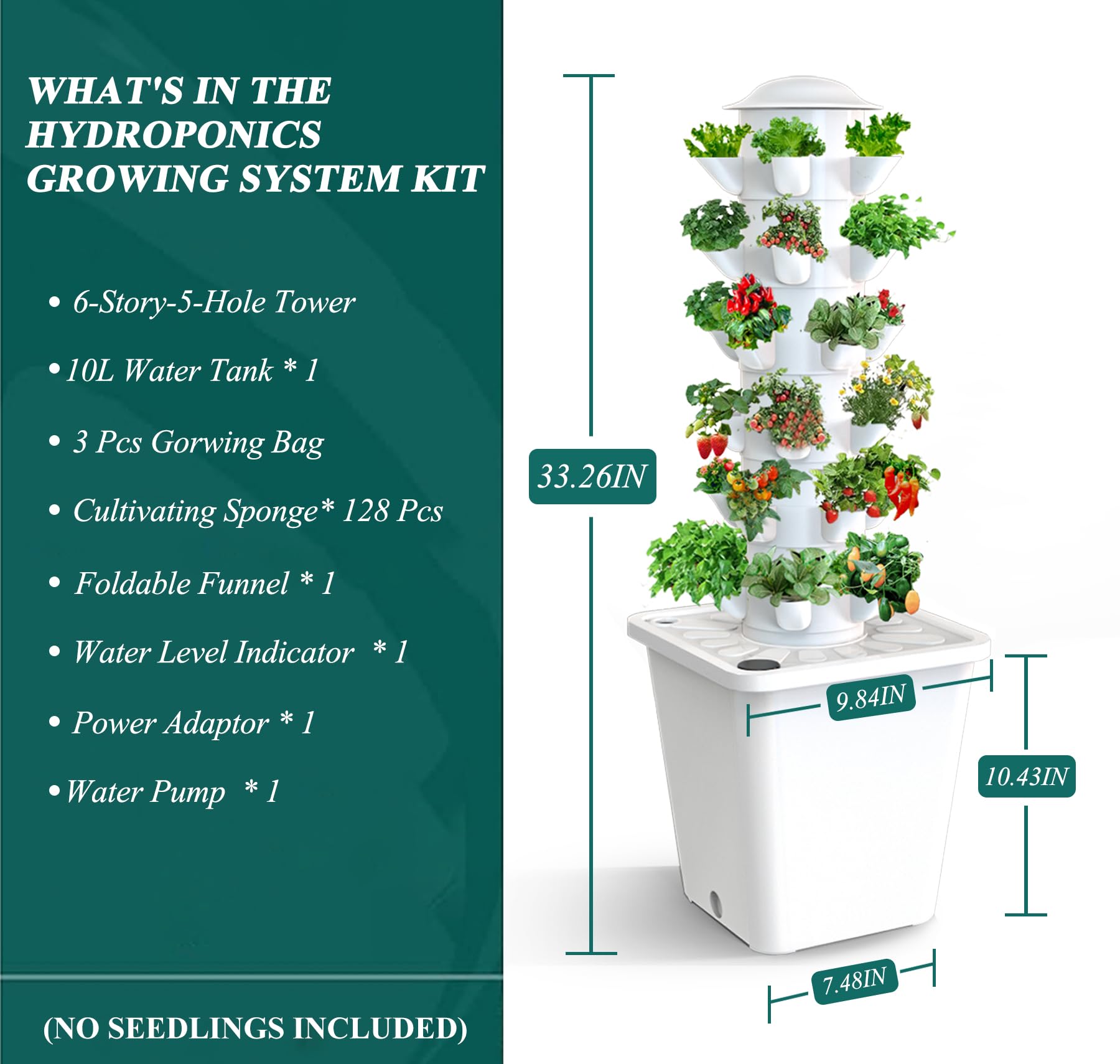 Système de culture hydroponique, pot vertical pour jardin intérieur, kit de germination hydroponique 30 plantes pour les amateurs de jardinage