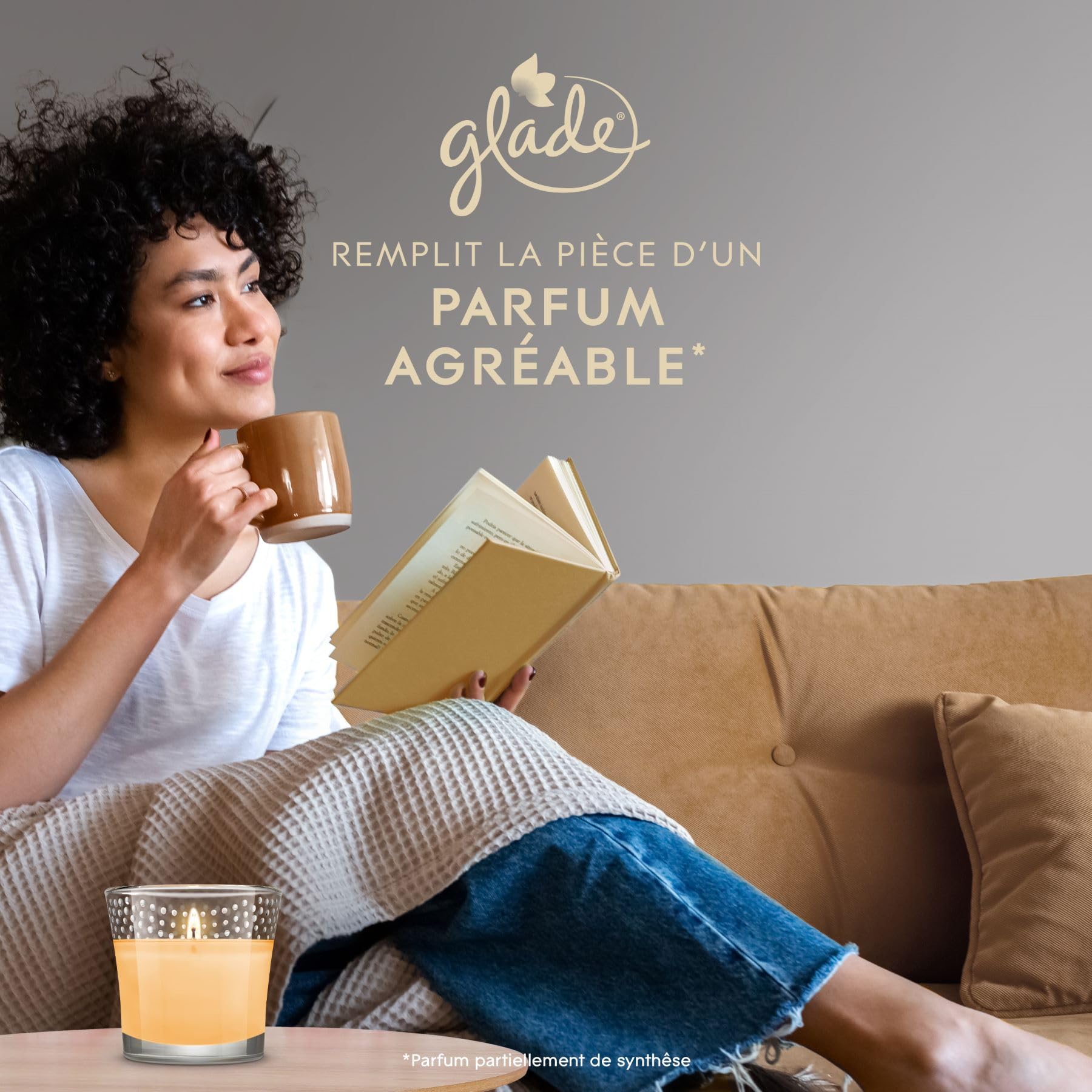 Glade Bougie Vegan Parfum Infusé Huiles Essentielles - Nouvelle Formule Sans Huile De Palme - Anti-Tabac - 6 Bougies