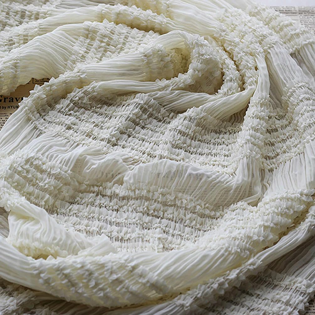 150 cm breit, 300 cm lang, faltiger Krepp-Chiffon-Stoff, Spitze, bestickter Chiffon-Stoff, Meterware, Chiffon-Stoff für die Kleiderherstellung