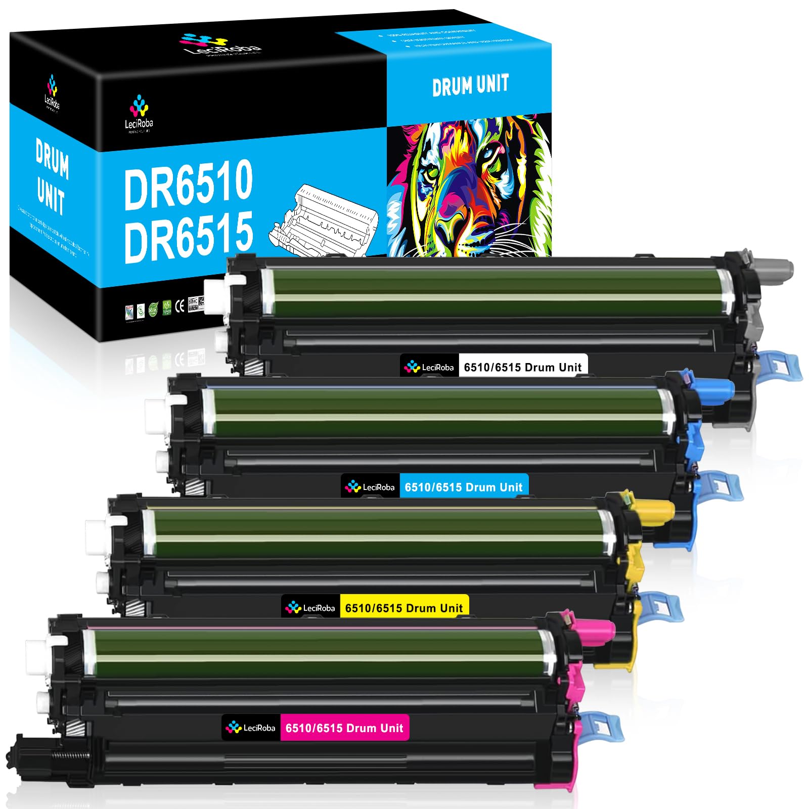 LeciRoba Remanufactured 6510 6515 Drum Unit High Yield Replacement for Xerox 108R01420 108R01419 108R01417 108R01418 for Xerox Phaser 6510 WorkCentre 6515 Printer (4 Pack, B/C/Y/M)