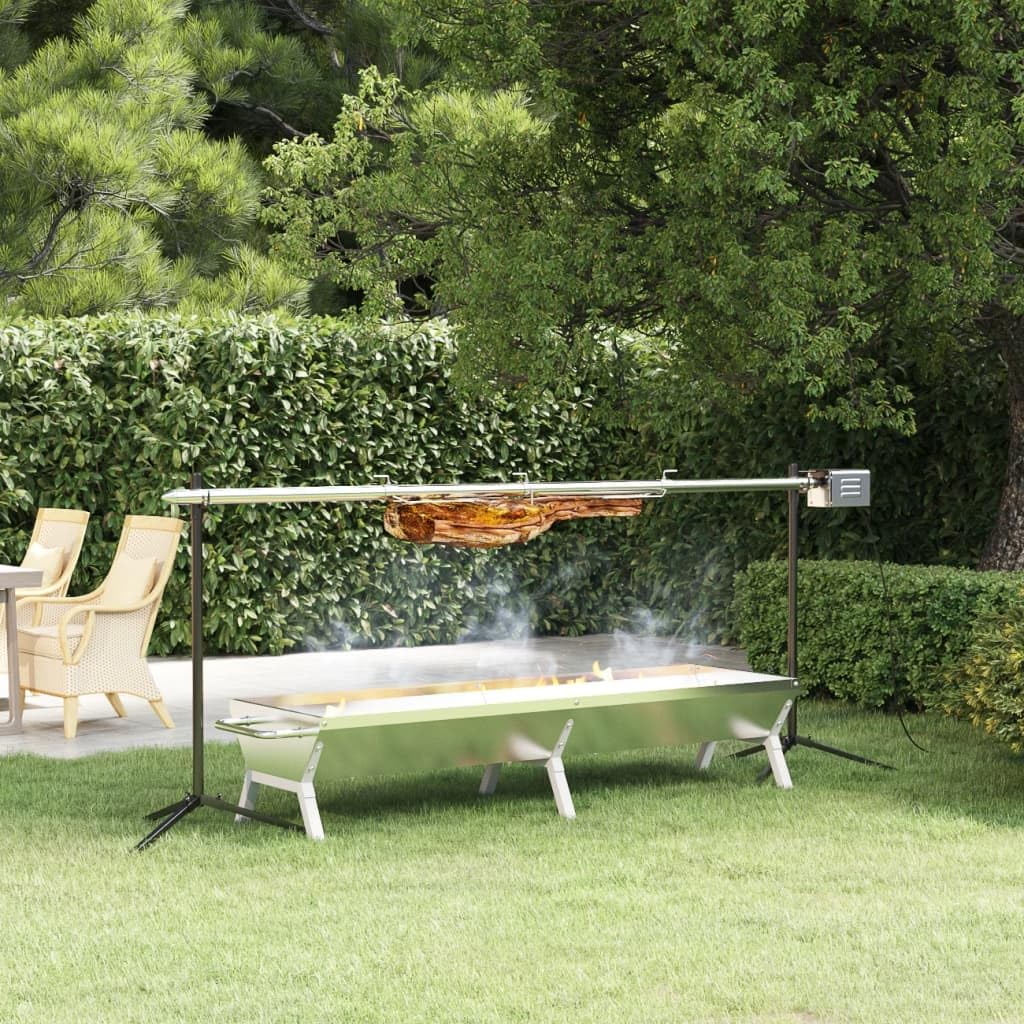 vidaXL Plateau pour Barbecue Argenté 158x42x31 cm Acier Inoxydable, Plateau de Gril, Plateau de Charbon de Bois, Plateau de Fumeur