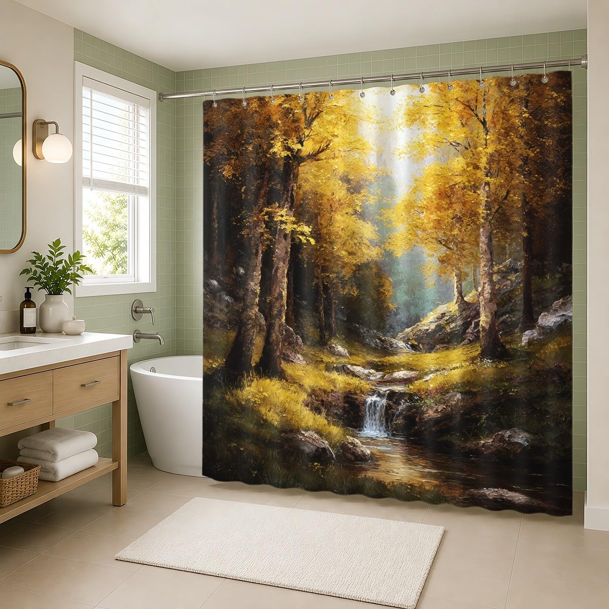 Dipinto Tenda Doccia 240x200 cm Asciugatura Rapida, Facile da Pulire