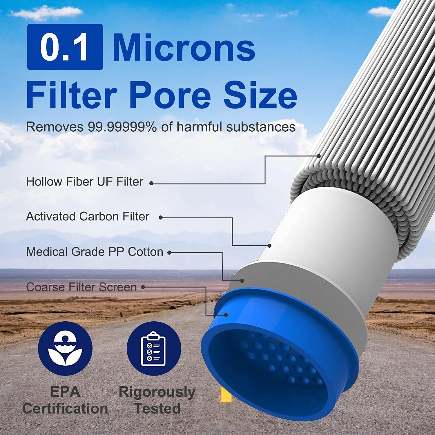 DOTSOG 2 Pack Personal Water Filter Straw BPA Free with 1000L 3-Stage,Portable Water Purifier Lightweight for Hiking Camping Survival Outdoor Backpacking Traveling Emergency