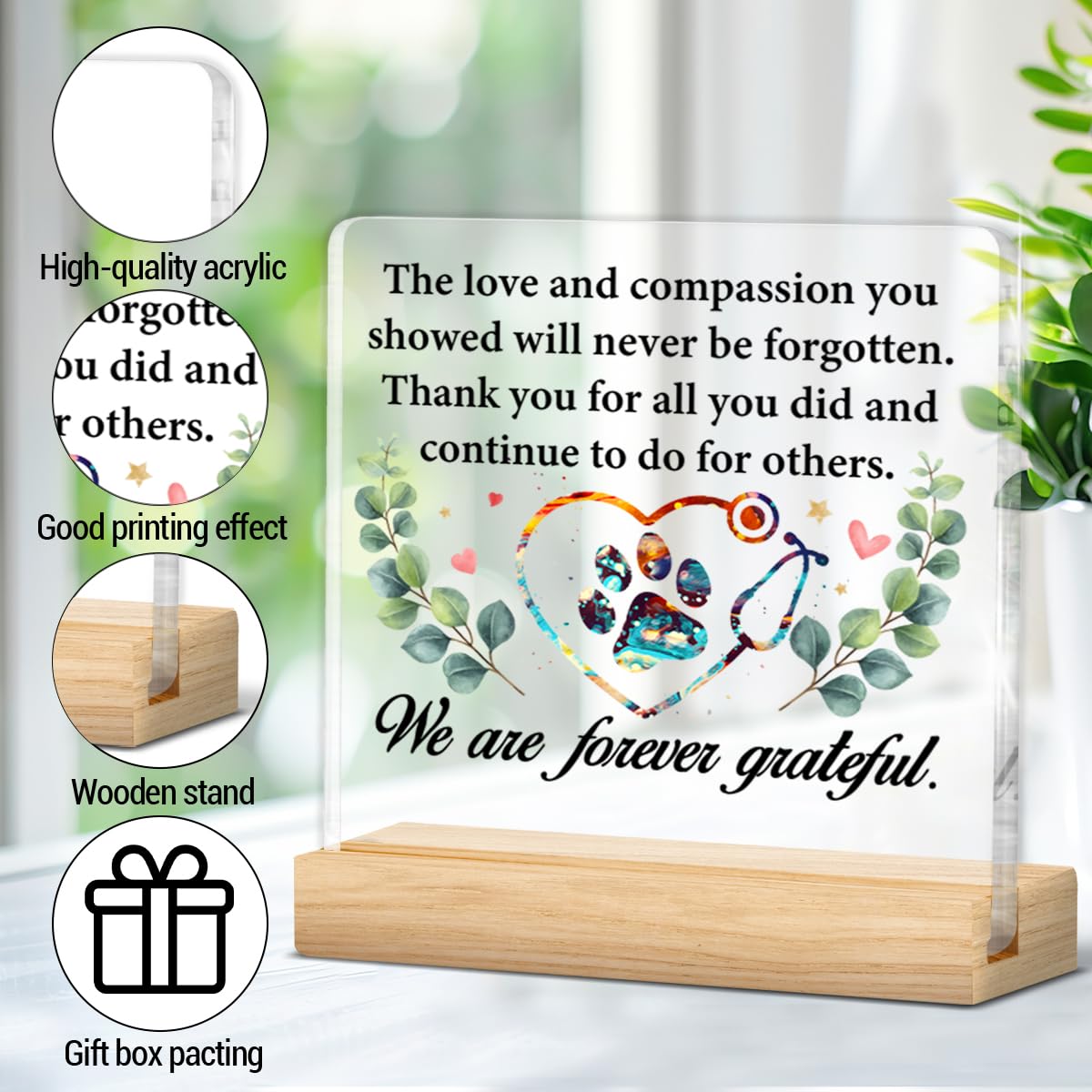 Vet Veterinarian Gifts, Thank You Appreciation Gifts for Veterinarians Veterinary Vet Tech Animal Doctor, Veterinarian Clear Acrylic Desk Decorative Sign Decor