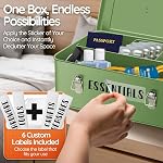 Flexzion Multipurpose Metal Storage Box - Metal Box with Lid, Handles, and Dual Latches for Medical and Tool Storage - 4 Compartments with Safety Lock, Green