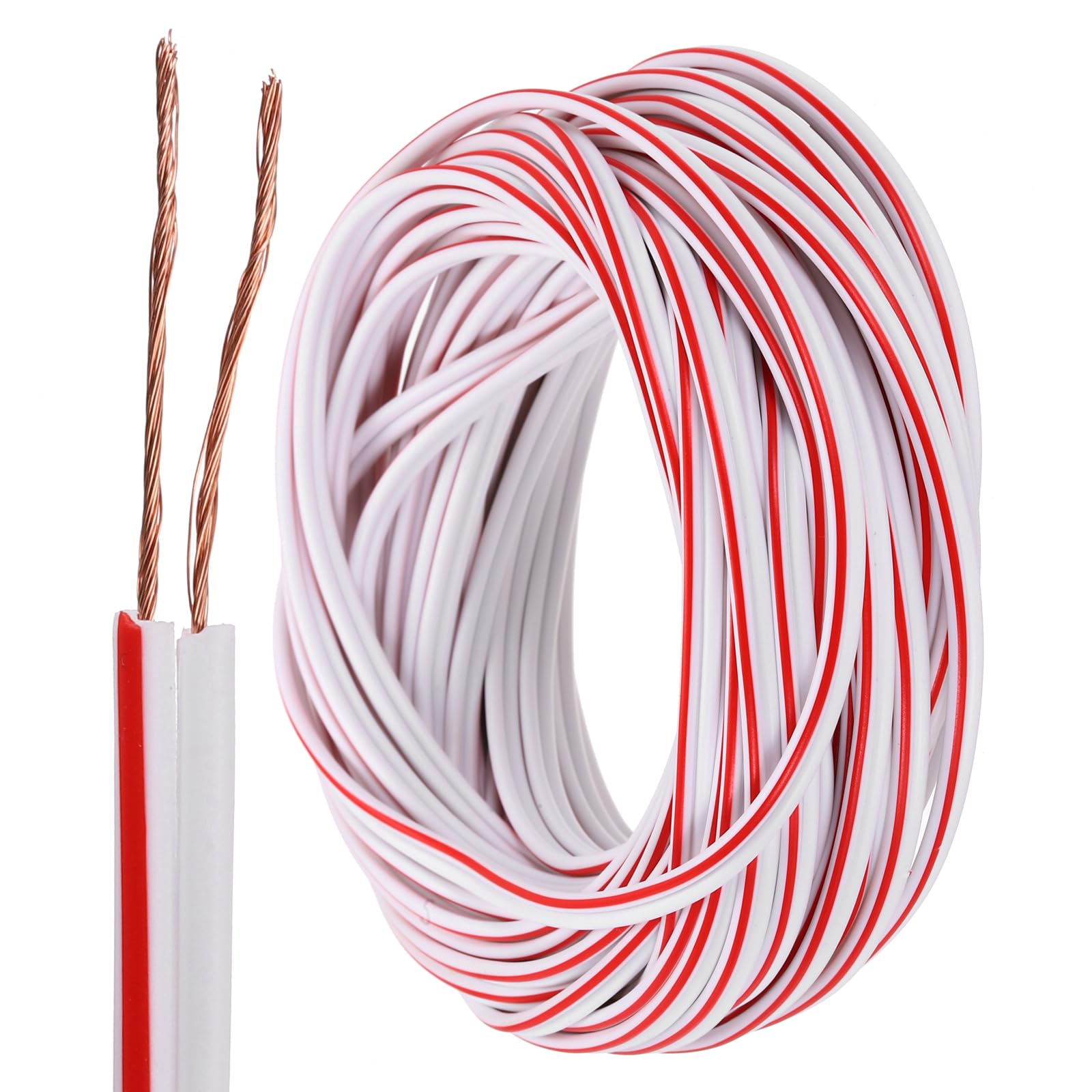 sourcing map 50ft Universal Garage Door Wire, 22AWG 2 Conductor Door Bell Wire Extension Cable Copper for Control Station & Sensor, White