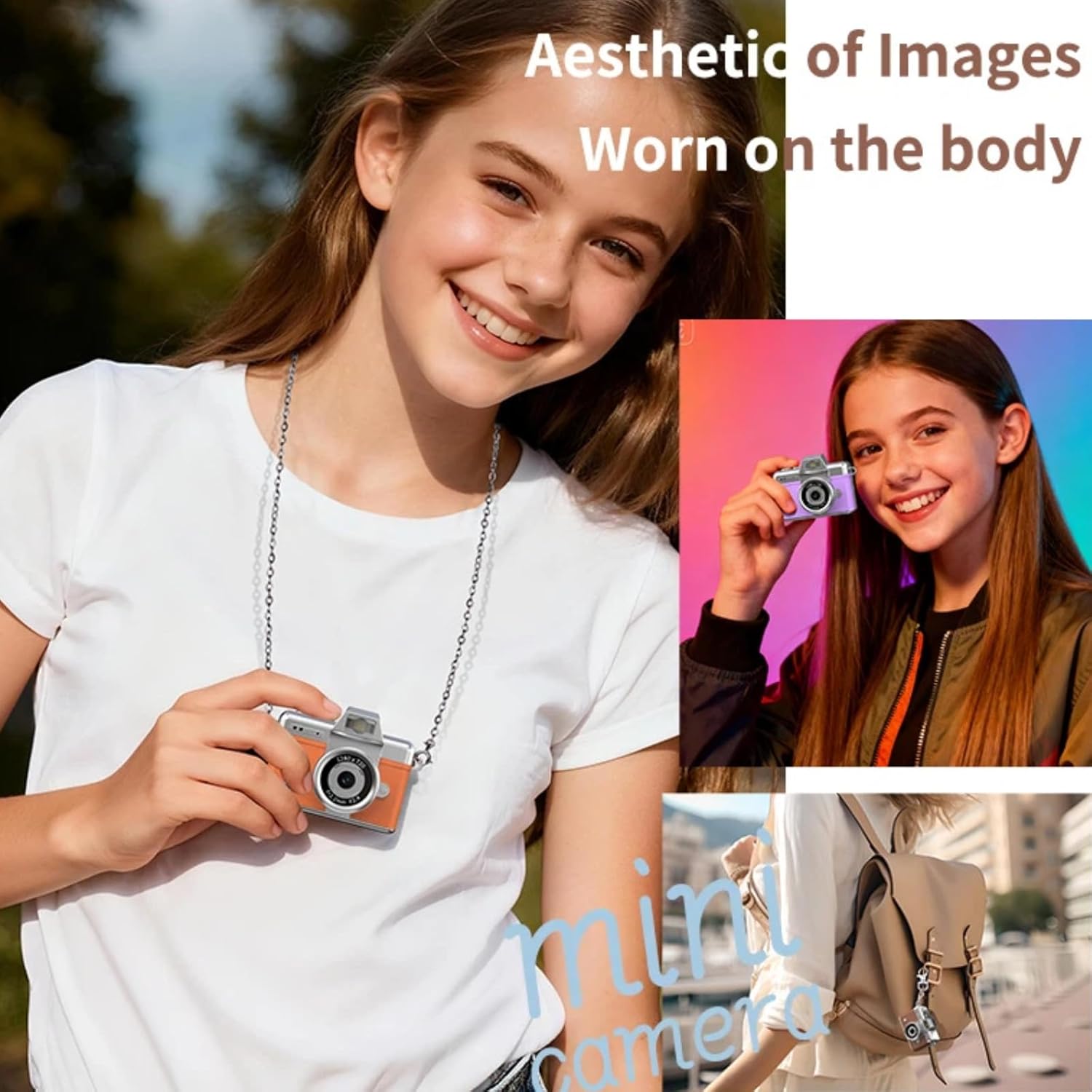 Mini Digital Camera Keychain Retro Mini Digital Video Camera Small 1080P FHD Recording with 0.96" IPS Screen with 6 Retro Filters AVI Format-Ideal for Phone Transfer (128GB, Purple)