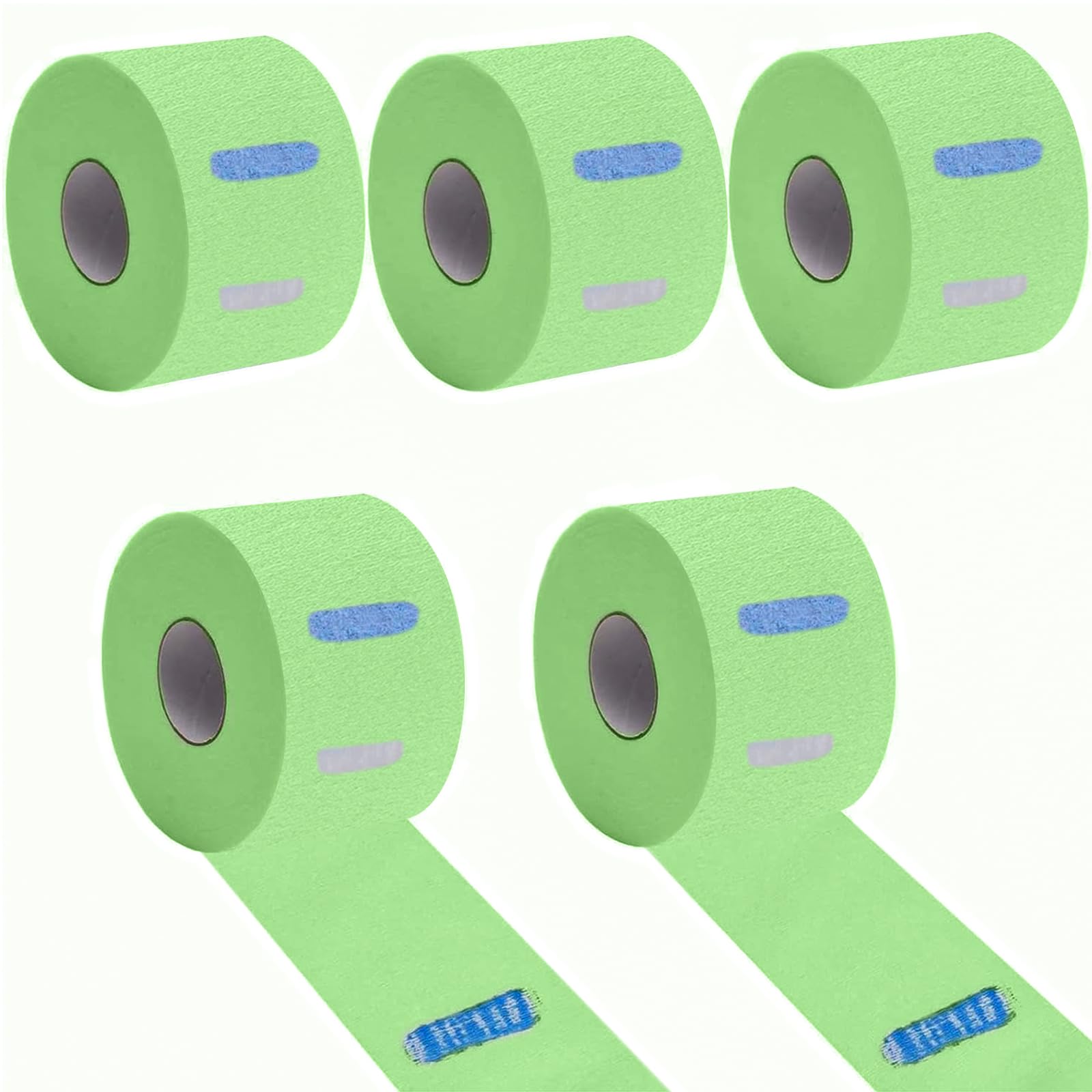 Adorila Hair Removal Strips - 5 Rolls, 500 Strips Green, Disposable & Flexible Paper Neck Strips for Salon Hair Cutting & Stylist, Water Resistant and