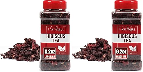 Eastanbul Té de hibisco hojas sueltas, 6.2 onzas, té de flores de hibisco mediterráneo, hojas de Jamaica, flor de Jamaica, seco, natural, sin