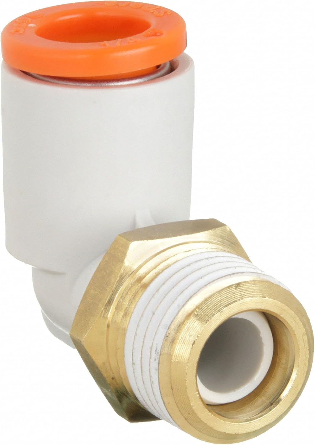 SMC 3/16" Plastic Male Elbow, 90(Deg), White/Gray - KQ2L05-34AS, (Pack of 5)
