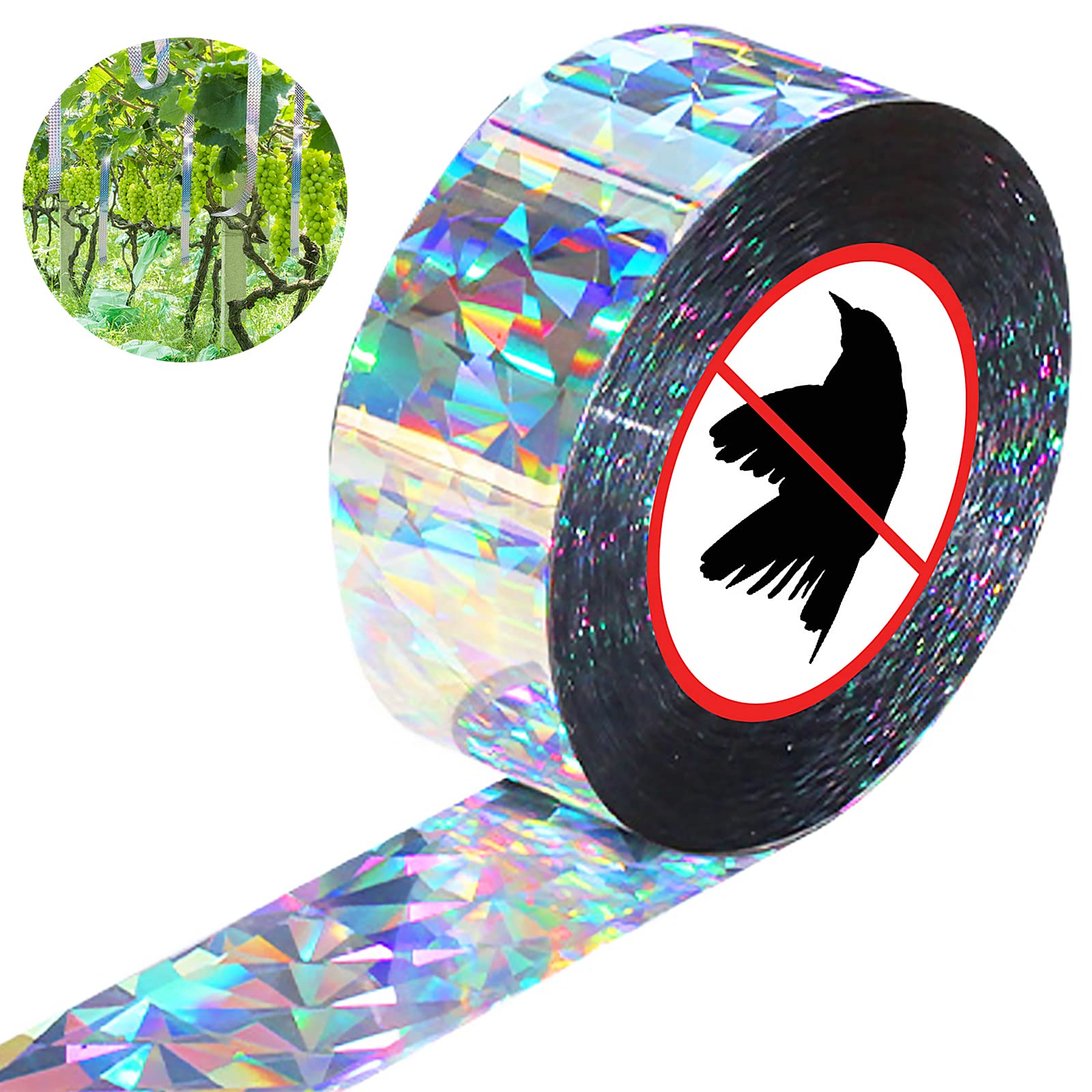 Sprießen 2 Rollos De Cinta Reflectante Aves, Cinta Repelente De Pajaros, 80M X 2.4CM, Reflectante Cinta Reflectante Aves, Cinta Para Pájaros, Para Proteger Casas, Jardines, Patios, Plantas, Frutas