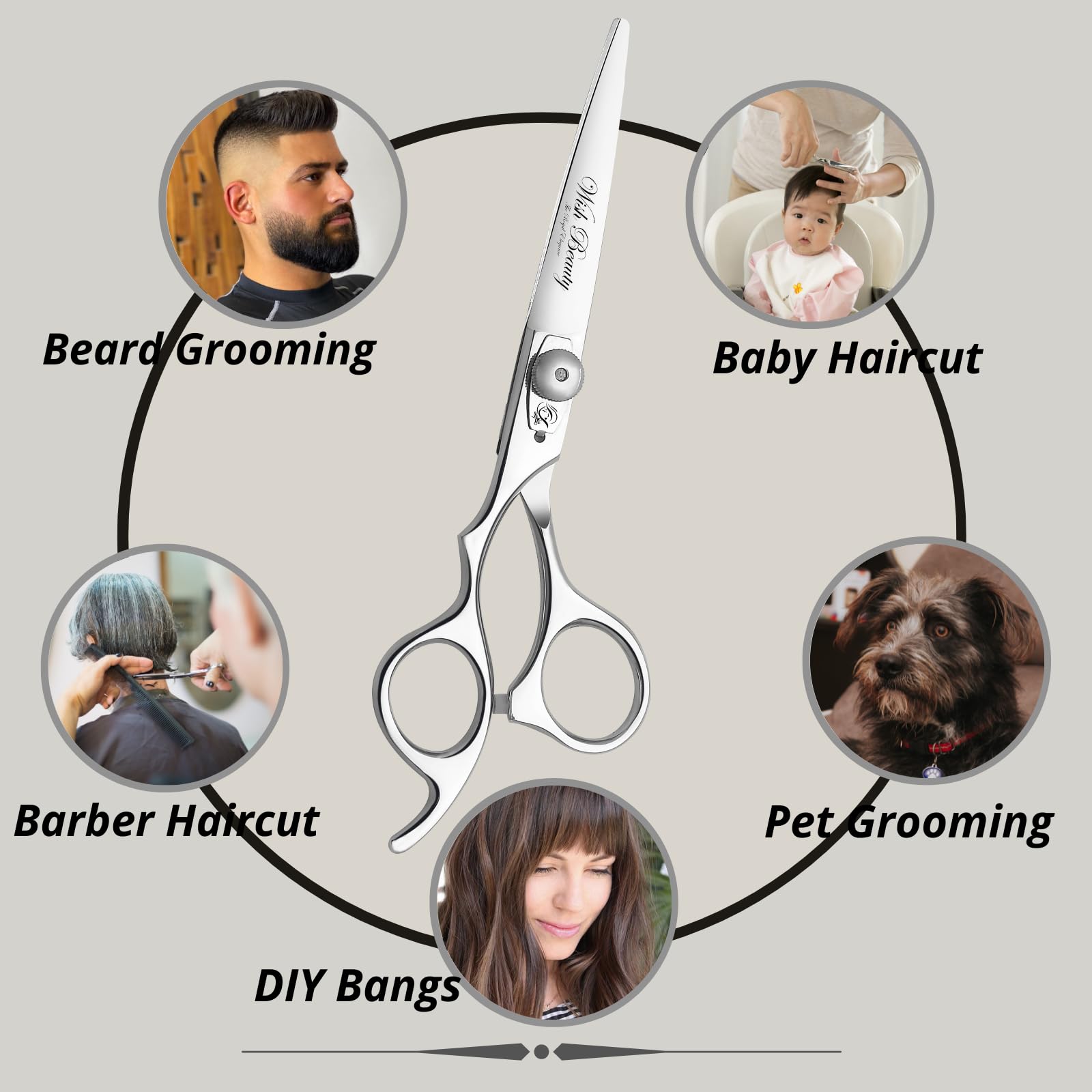 Glamified - Forbici professionali da barbiere per mancini, 16,5 cm, forbici da taglio per capelli mancini per donne