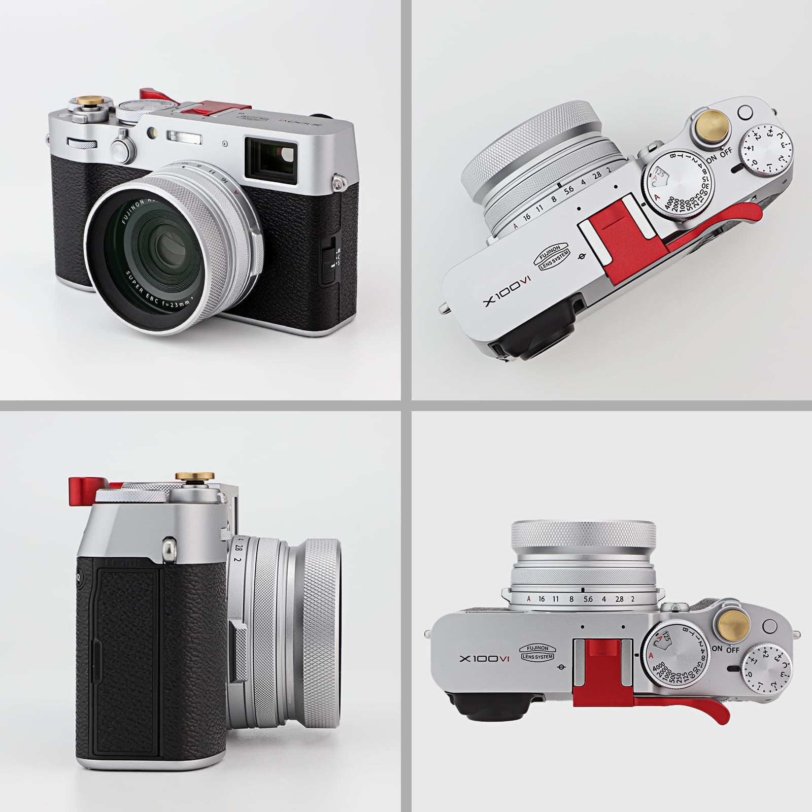 Haoge LUV-X54W Metall Gegenlichtblende Sonnenblende mit MC UV Filter Ultraviolett Schutzfilter für Fujifilm X100VI Fuji FinePix X100V Kamera Objektiv Silber