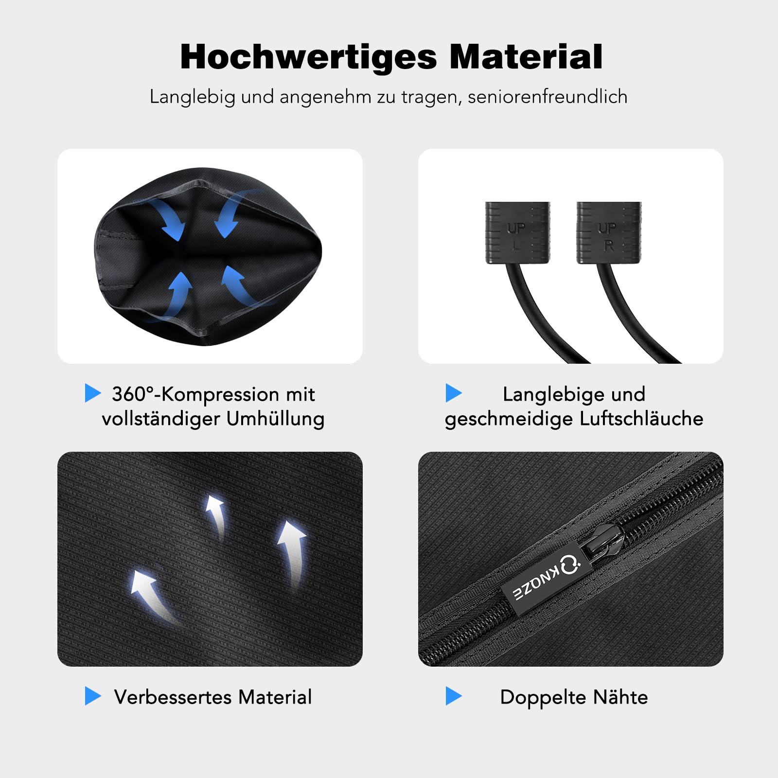 Beinmassagegerät zur Förderung der Durchblutung und Schmerzlinderung, Kompressionssystem zur schnellen Erholung von Füßen, Waden und Oberschenkeln, Linderung von Ödemen, Verringerung von Muskelkater
