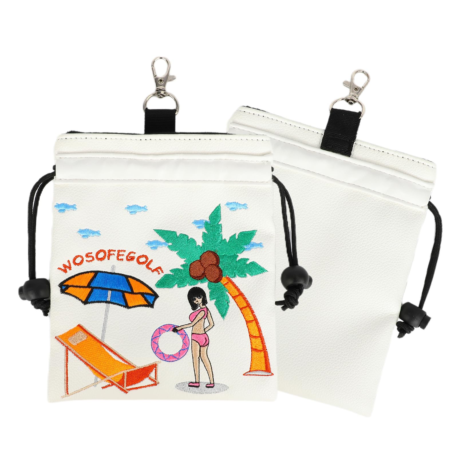 Pochettes de rangement pour tees de golf avec clip - Sac de rangement avec cordon de serrage