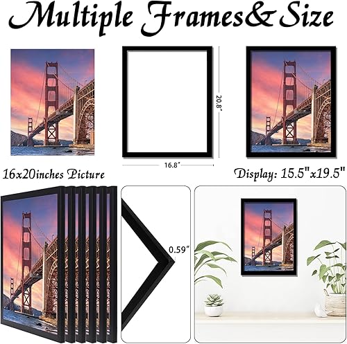 Miniatura 3 de 6 juegos de marcos de fotos de 16 x 20 pulgadas, marcos para collage de fotos de 16 x 20 pulgadas, póster de fotos, certificado de galería de pared,