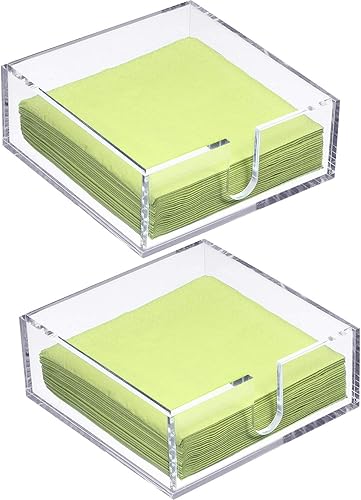 Miniatura 9 de Servilletero acrílico para mesa de cóctel, servilletero, cuadrado, rectangular, para cena, cocina, baño, restaurante, bar (4 piezas, 7 x 7 pulgadas)