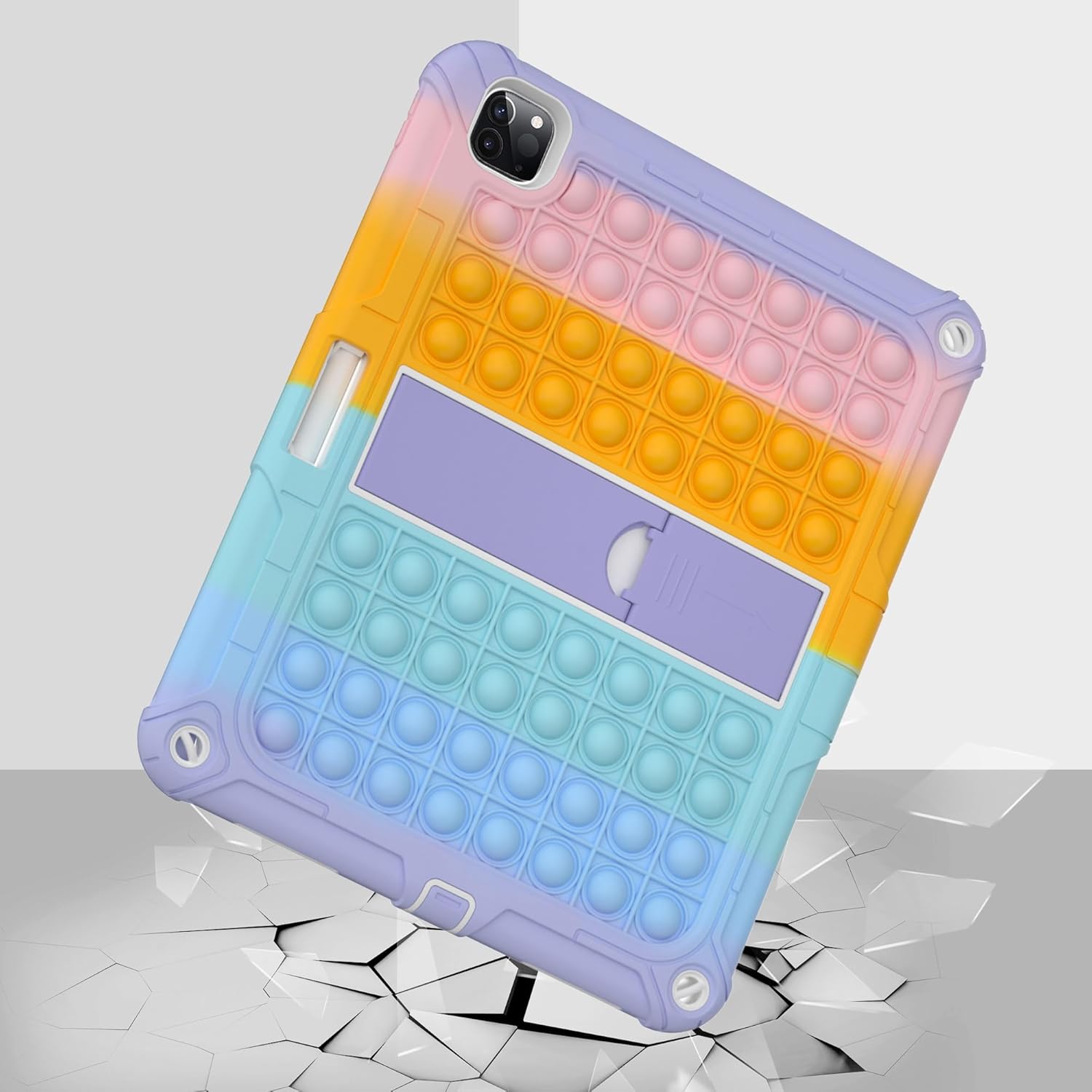XZC iPad Pro 12.9 Case 2022/2021/2020/2018 Heavy Duty Shockproof Cover for 12.9 Inch 6th/5th/4th/3rd Gen (Rainbow 2)